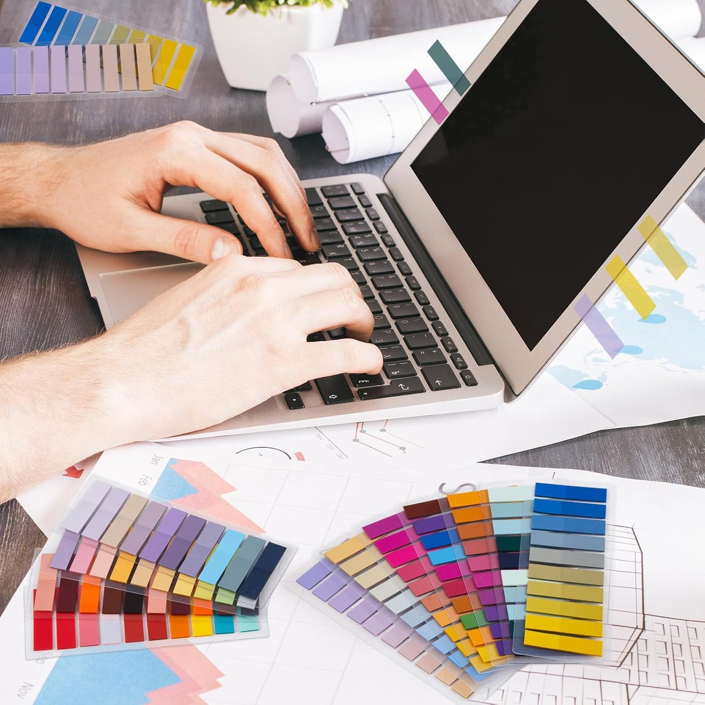 ReliThick 4000 Pcs Annotation tabs Sticky Tabs for Books Transparent Sticky Notes Multi Colored Writable Page Markers Book Flags Strip for Annotating Reading Supplies Bookish Gift (Gradient Color)