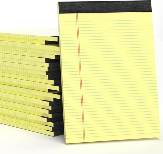 24 Pack Yellow Legal Pads 8.5 x 11 Letter Size Lined Writing Note Pads Yellow Paper Pads 8.5 x 11 College Ruled Legal Pad Writing Paper Tablets 8.5 x 11 Pads 30 Sheets Per Yellow Lined Legal Notepads