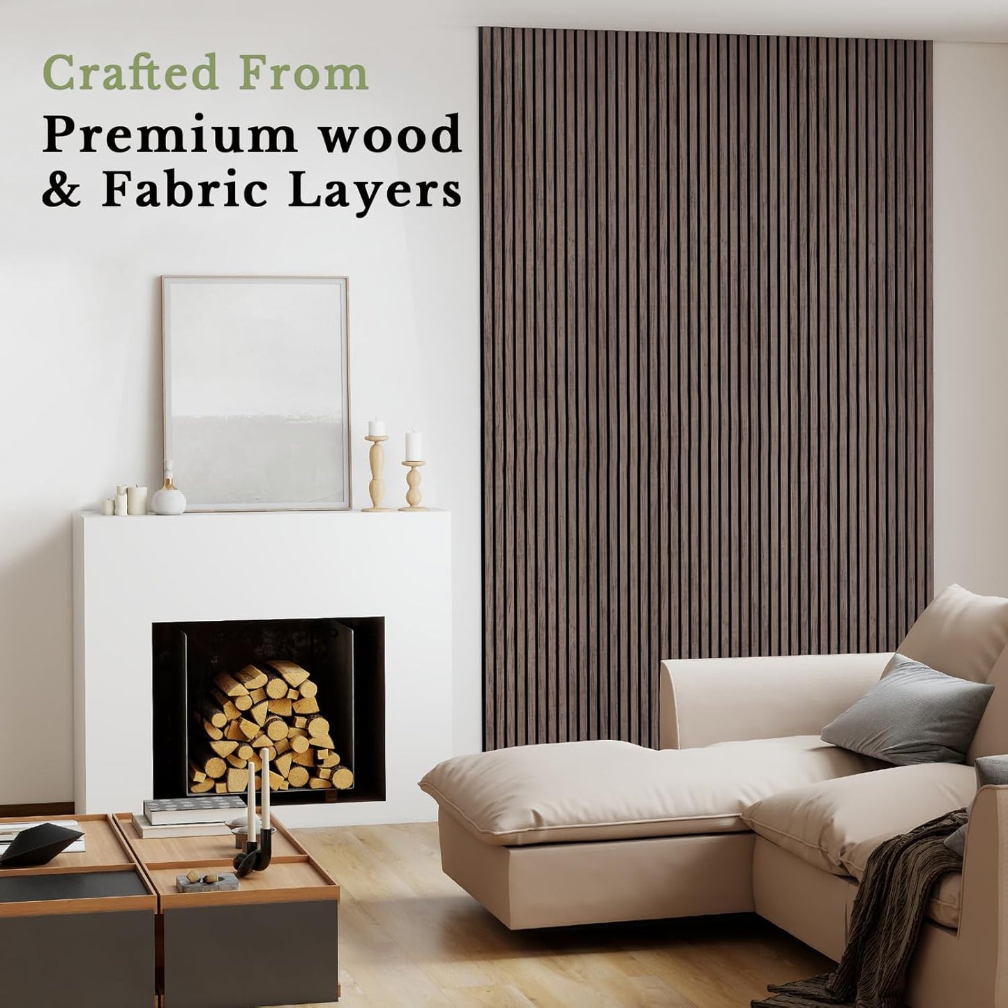 MISSDAY Wood Slat Acoustic Wall Panels, 4 Packs 94.5" x 12.6" Walnut Soundproof Panel For Interior Wall Decor Noise Absorbing-3D Textured Wooden Panel Sound-Absorbing for Home, Office, Studio