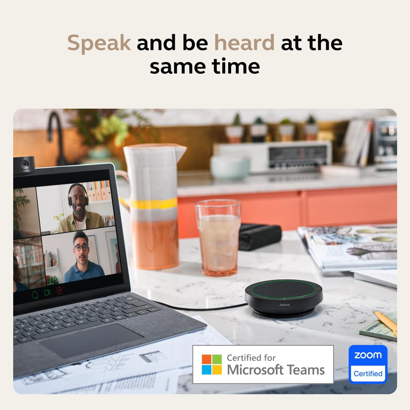 Jabra Speak2 75 (2025 Edition) Wireless Bluetooth Speakerphone - 4 Noise-Cancelling Mics, 65mm Speakers - New Linking Feature - USB-C Dongle - Certified for Zoom and Google Meet - Dark Grey