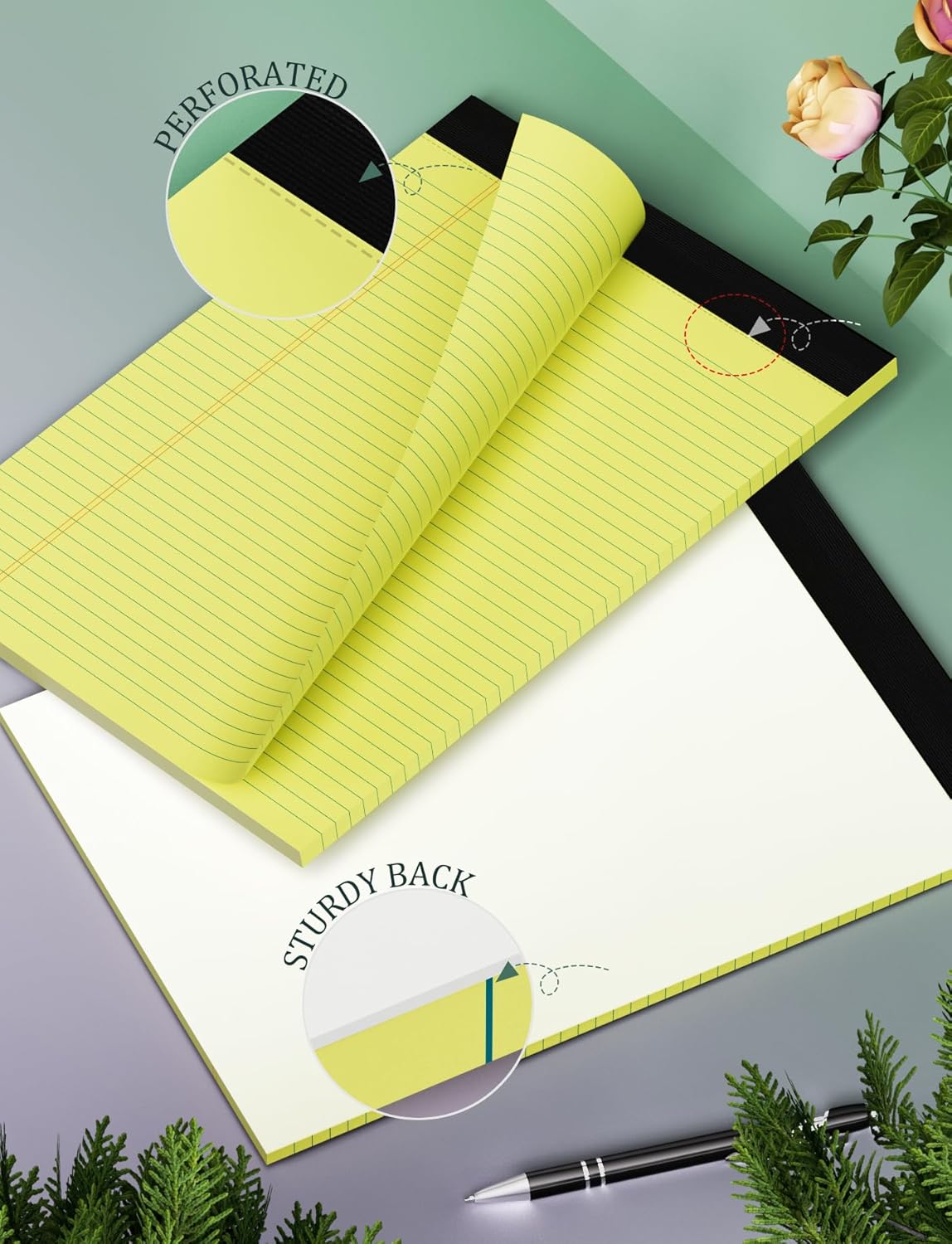 Yellow Note Pads 8.5 x 11 College Ruled Legal Pads 8.5 x 11 Notepads Yellow Pads of Paper 8.5 x 11 Lined Writing Pads 2 Pack 70GSM Yellow Paper 30 Sheets Per Note Pad Legal Notepad for Office, School