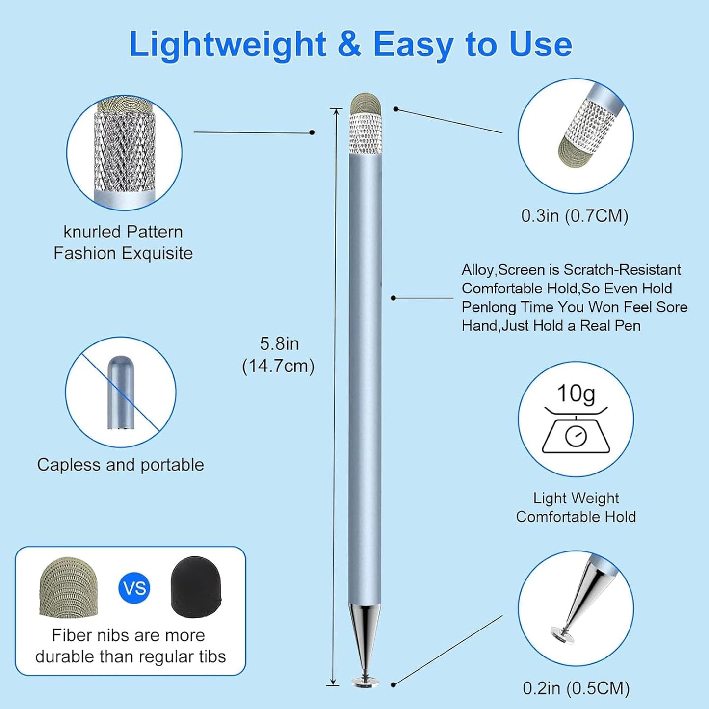 Stylus Pen for Touchscreen,3pcs 2in1 High Precision Sensitivity Stylus, Suitable for iPhone/ipad/Android Stylus for ipad,Compatible with Touch(Silver/Blue/Gold + 4Tips)