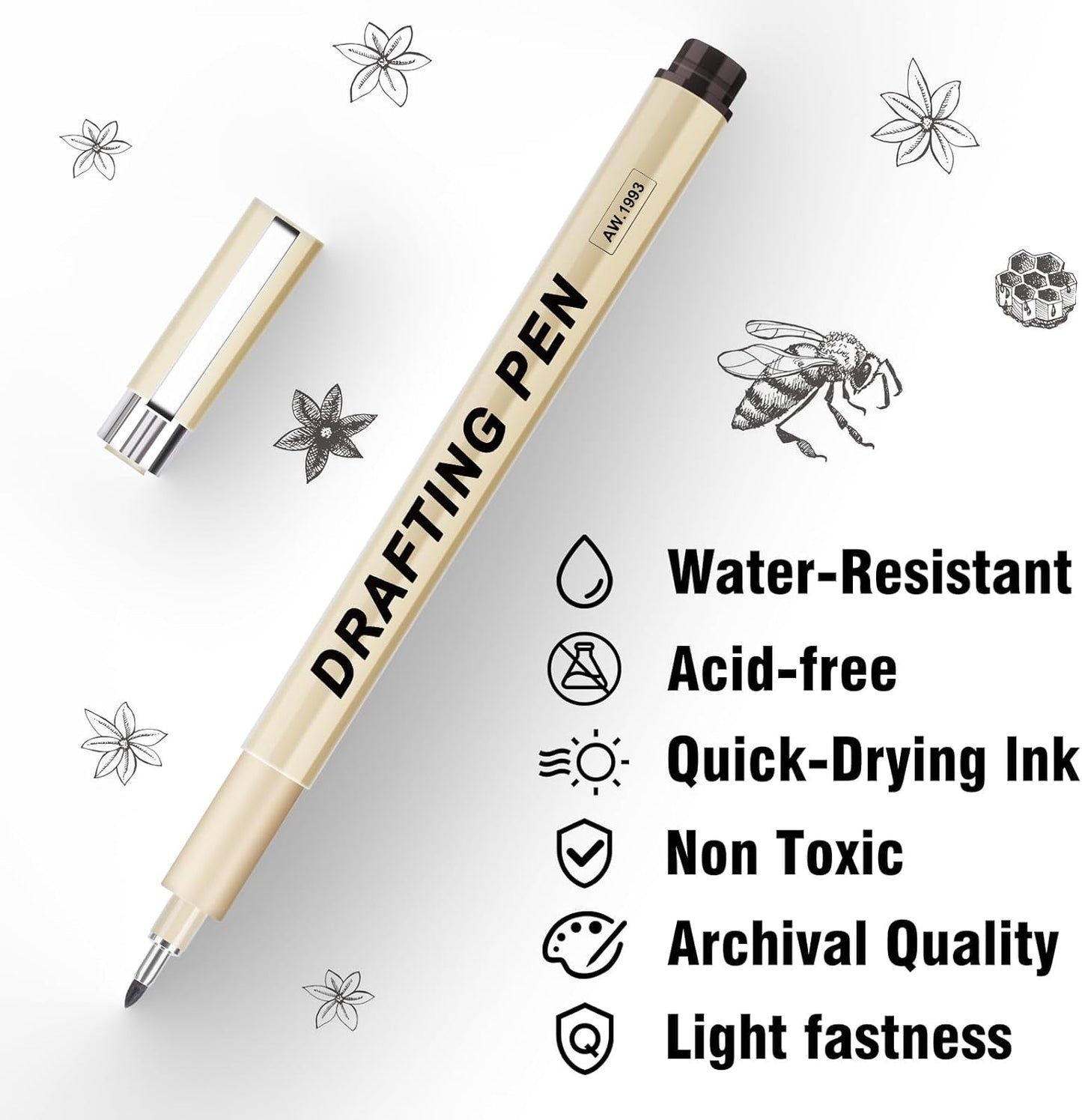 12 Pack Micro-Pens Fineliner Drawing Pens Set,Fine Liner,Waterproof,No Ink Leakage Artist Pens.Black Drawing Pens Fine Point for Illustration,Technical Draw,Journaling,Manga,Sketching,Bible.