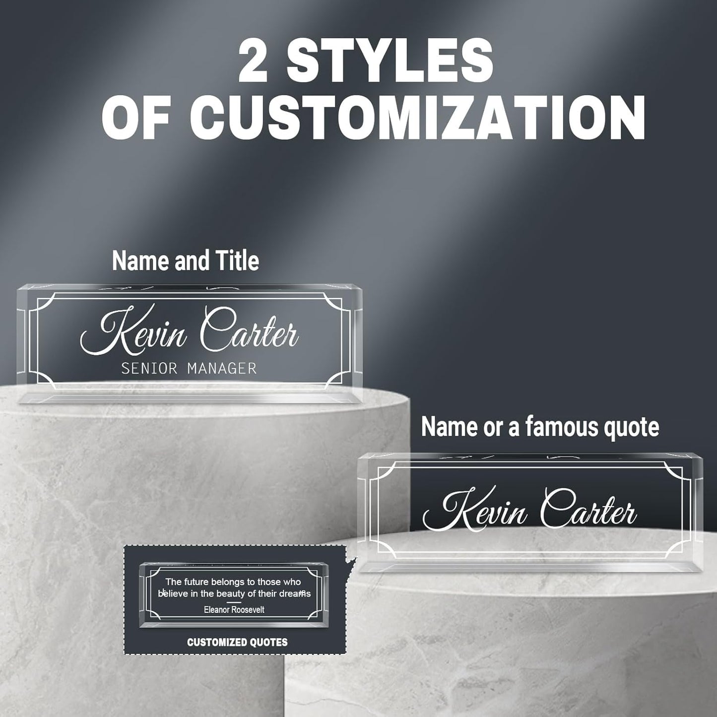 Name Plate for Desk Personalized, Acrylic Desk Decorations, Employee Appreciation Gifts, Custom Office Gifts for Coworkers, Boss, Teacher, Nurse (Engraving 02)