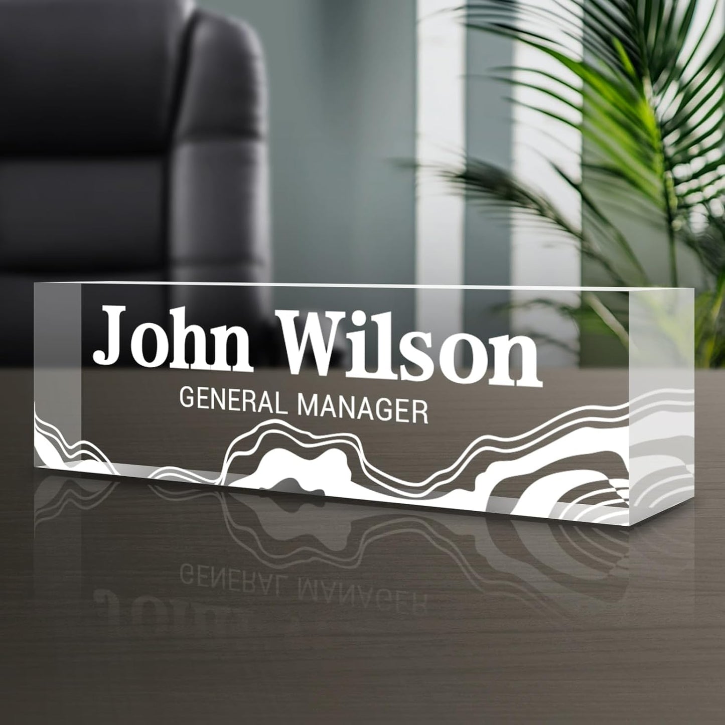 Personalized Name Plate for Desk - Custom Engraved Name Plates for Man - Boss Day Gifts for Boss - Acrylic Office Decor Appreciation Gifts for Teacher Nurse Coworker Social Worker (White Spray)