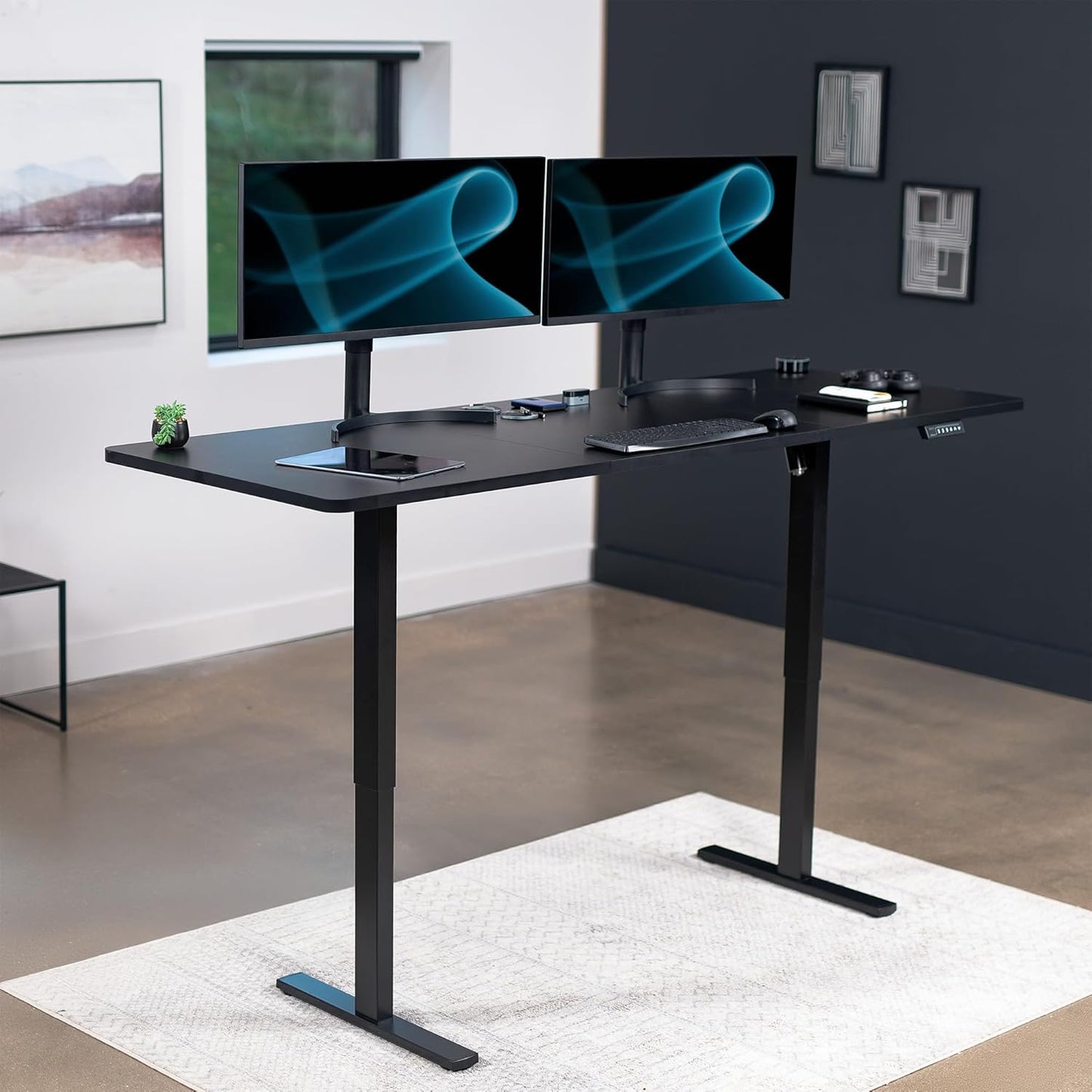 VIVO Large Electric 83 x 30 in Standing Desk, Memory Height Adjustment, 1B Series, Black Top Black Frame, DESK-KIT-1B8B