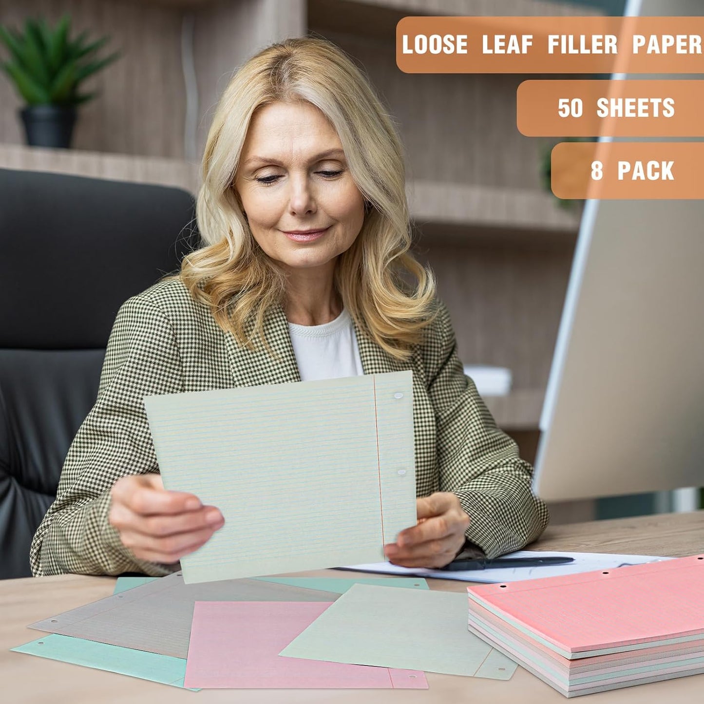 PerKoop 400 Sheets Colored Loose Leaf Paper 8.5" x 11" college ruled Lined 3 Hole Punched notebook Filler Paper for 3 Ring Binders Office School Supplies (Bohemian Color)