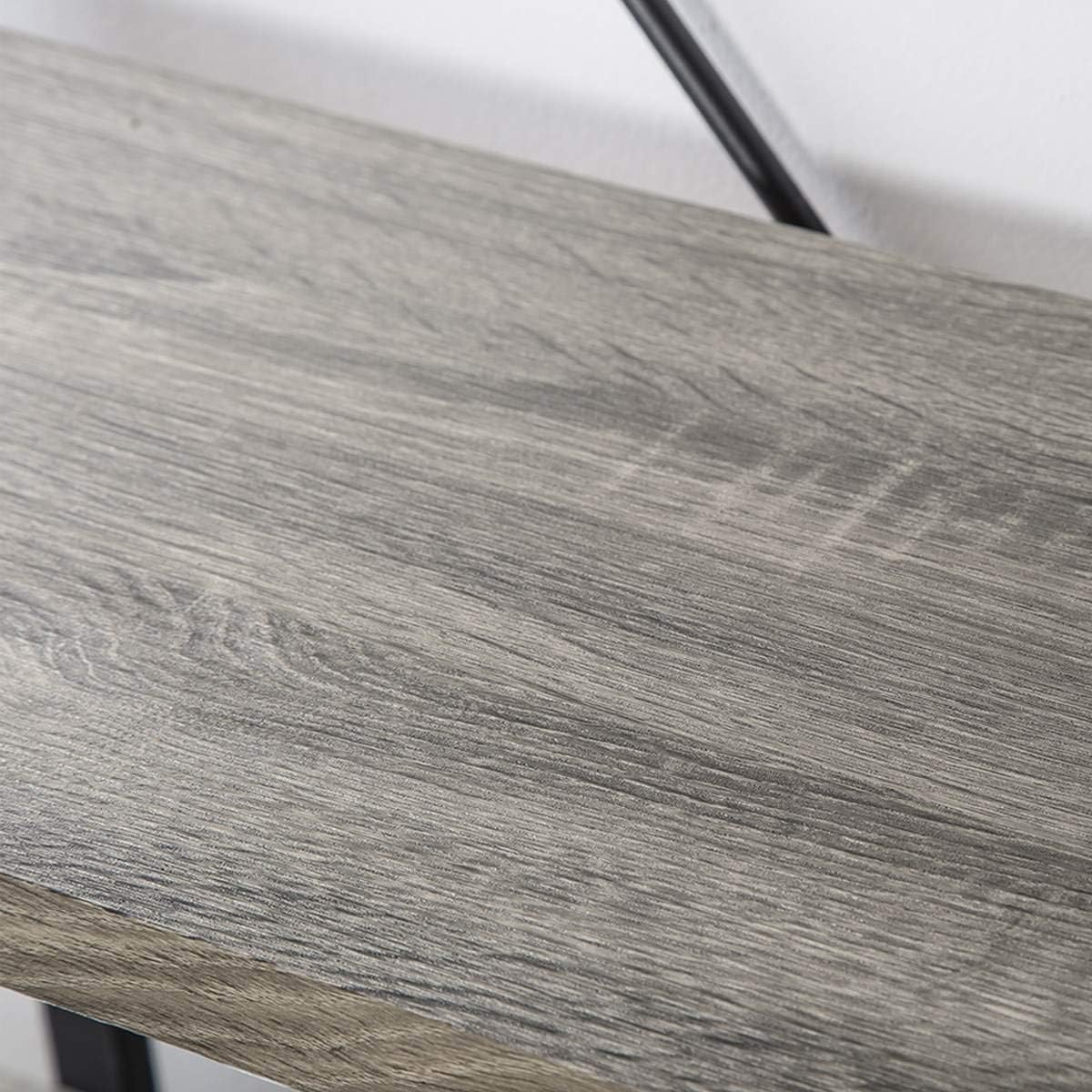 HSH 5-Shelf Vintage Industrial Rustic Bookshelf, 5 Tier Wood and Metal Bookcase, Open Etagere Book Shelf, Farmhouse Wooden Bookshelves, Light Grey Oak