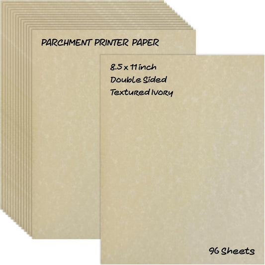 Parchment Stationery Paper, 96 Sheets, Textured Ivory, 24 lb Bond/90 gsm, Stationery Paper for Certificates, Resumes, Diplomas, Executive Use, Printer-Friendly, by Better Office Products