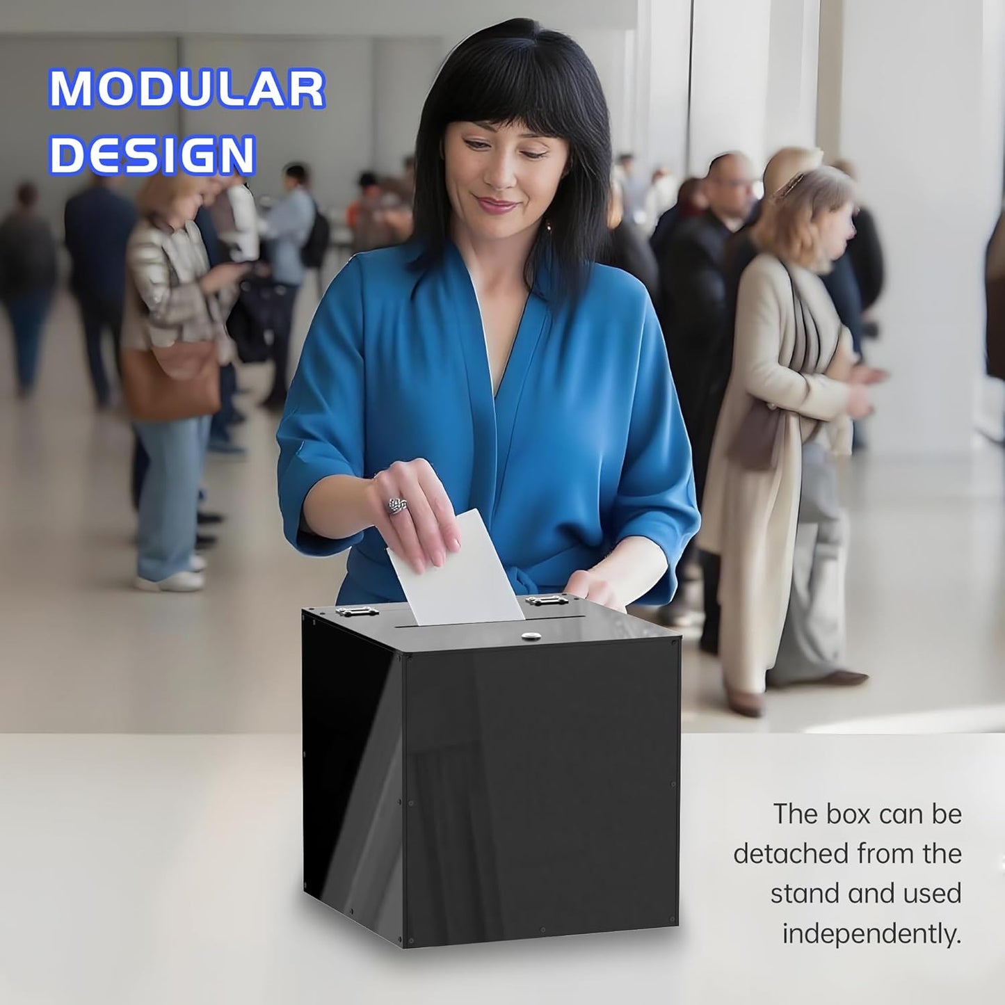 Acrylic Locking Donation Box with Stand and Wheels – Secure Suggestion Box for Fundraising, Voting, Charity Events, Schools & Churches