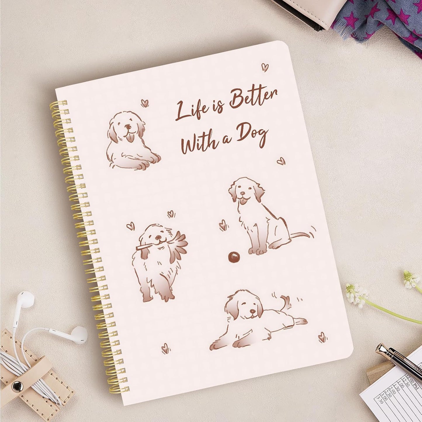 Cute Spiral Notebook journal A4 Aesthetic Pretty Design for Women Girls Kawaii with Pocket, 8.5 x 11 inch, Lined, Better Dog