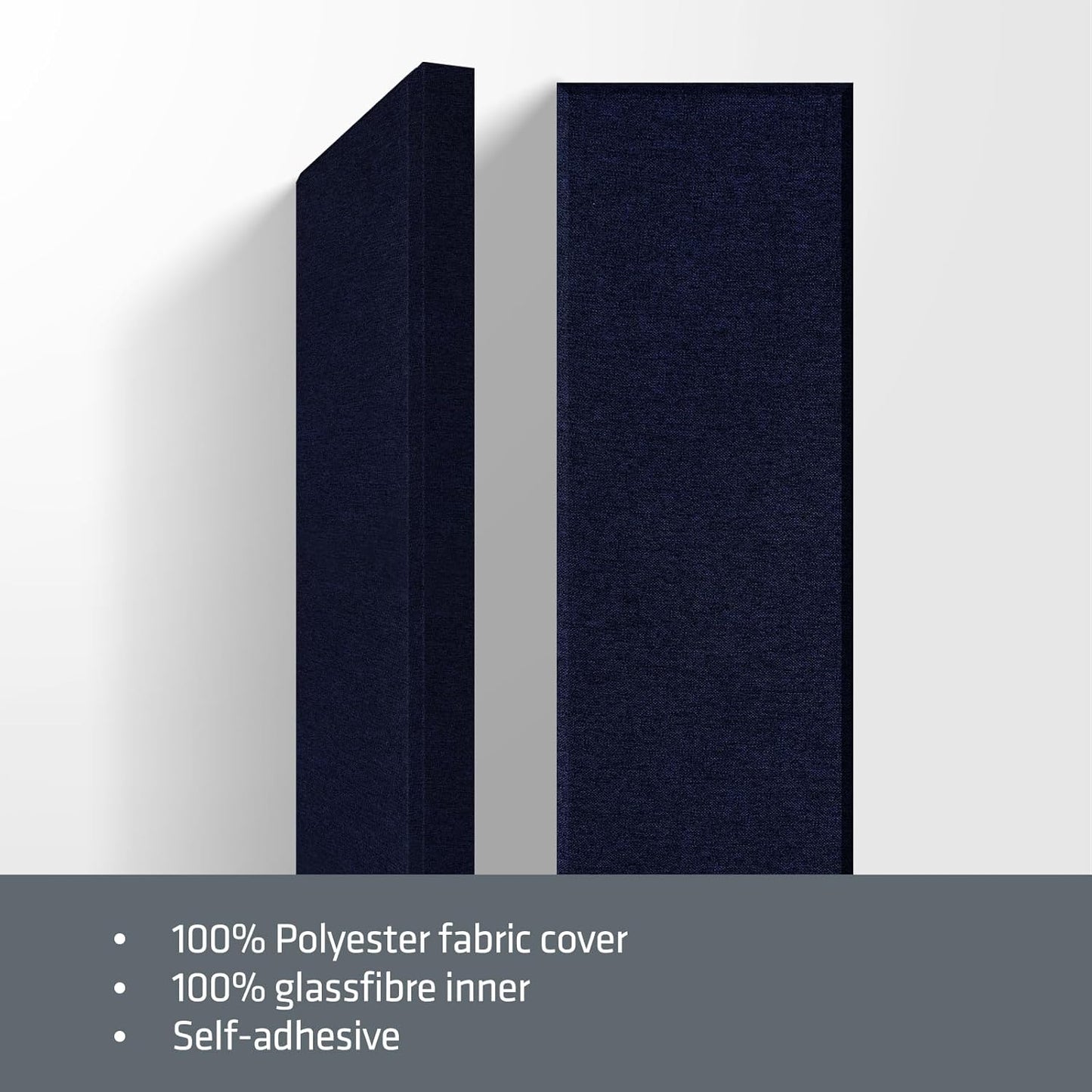 UMIACOUSTICS 2 PCS Fiberglass Acoustic Panels, 48x12x2 Inches Sound Absorbing Panels, Self-adhesive Sound Proof Panels for Studios, Office, Home Theater.Deep Blue