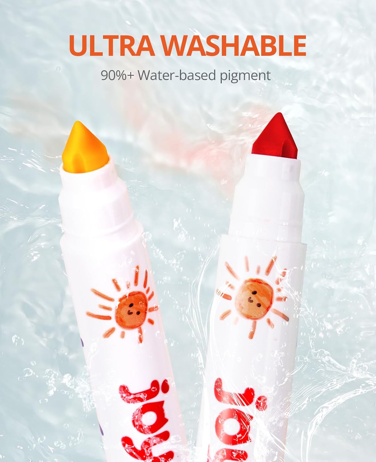 JoyCat 24 Count Washable Markers for Kids, 24 Colors Washable Markers Set with Carrying and Storage Case, Coloring Marker Bulk for Boys Girls, School Classroom Supplies