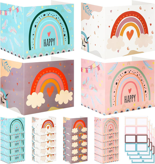 Crtiin 24 Pcs Privacy Folders for Students Desk Dividers Standard School Privacy Cardboard Board Testing Dividers Shield for Classroom Teacher Supplies Keep Eyes from roving(Rainbow)