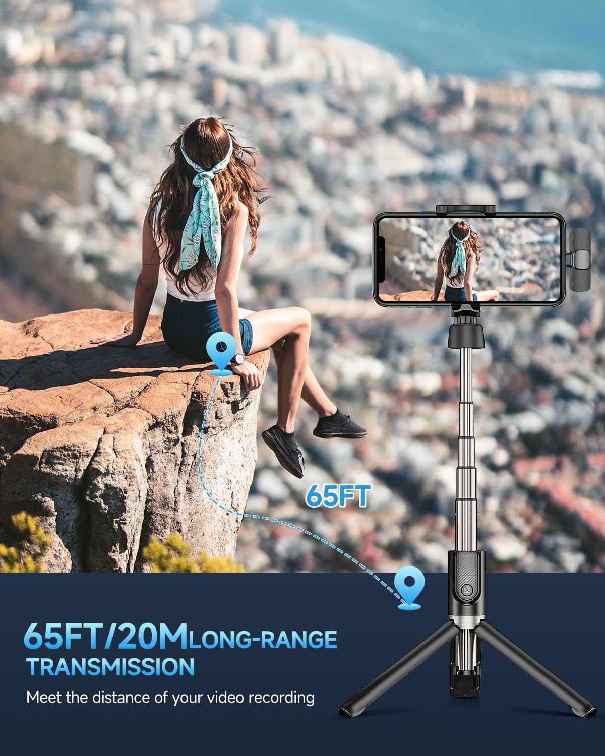 Professional Wireless Lavalier Microphone for iPhone 15(Above) and Android USB-C Device, Cordless Omnidirectional Clip Mic, Plug-Play Microphone for Interview Video Podcast Vlog YouTube