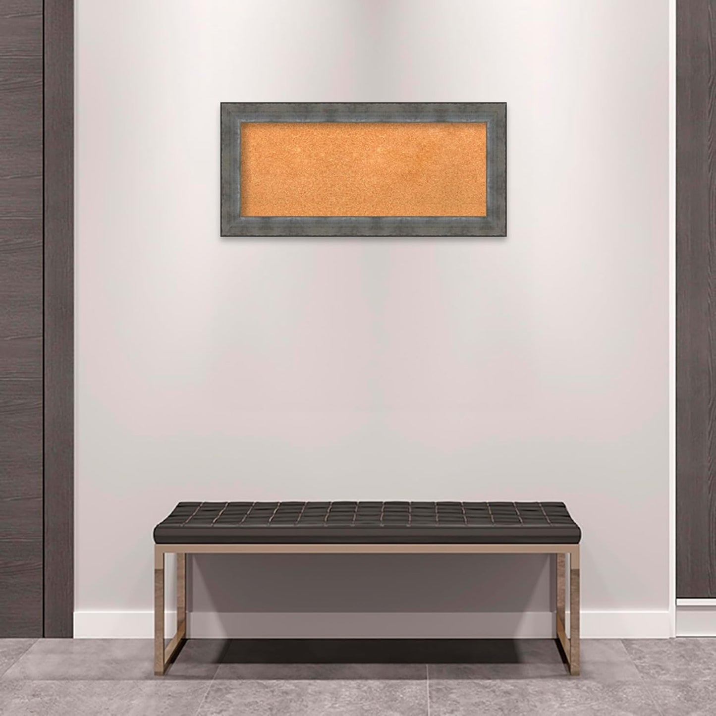 Amanti Art Natural Cork Board for Wall, 16x34 Vision Board with Silver Wood Frame, Medium Corkboard Office Decor for Home Organization, Casual Corkboard Pinboard to Display Items for Home