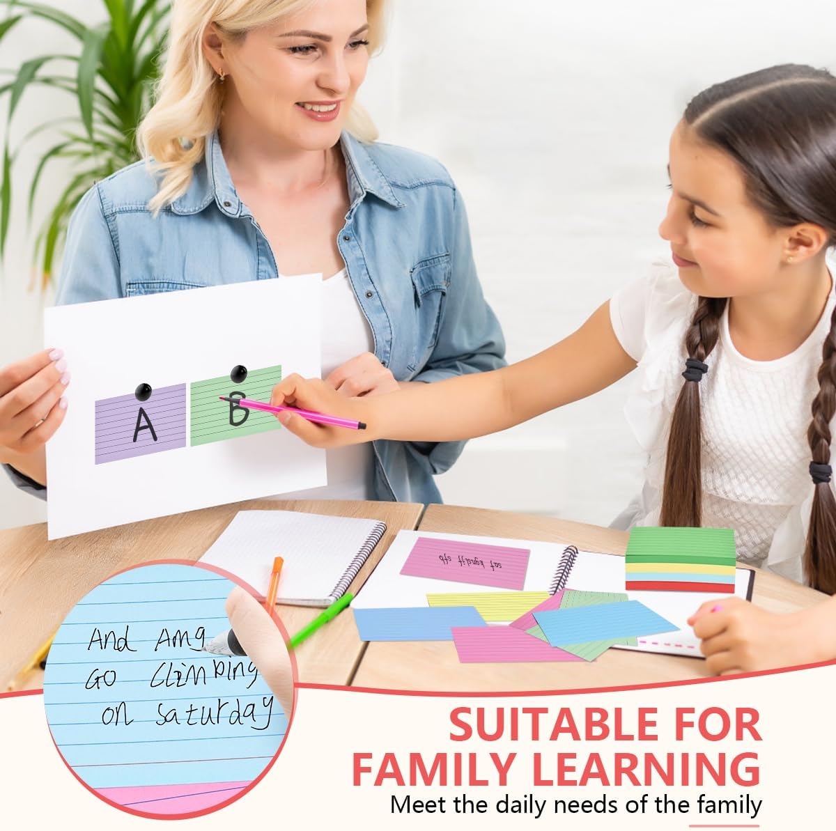 OBTANIM 1000 Count 3 x 4 Inch Index Cards Assorted Colors Ruled Index Flash Cards for Studying Taking Note Office Home and School Daily Recording