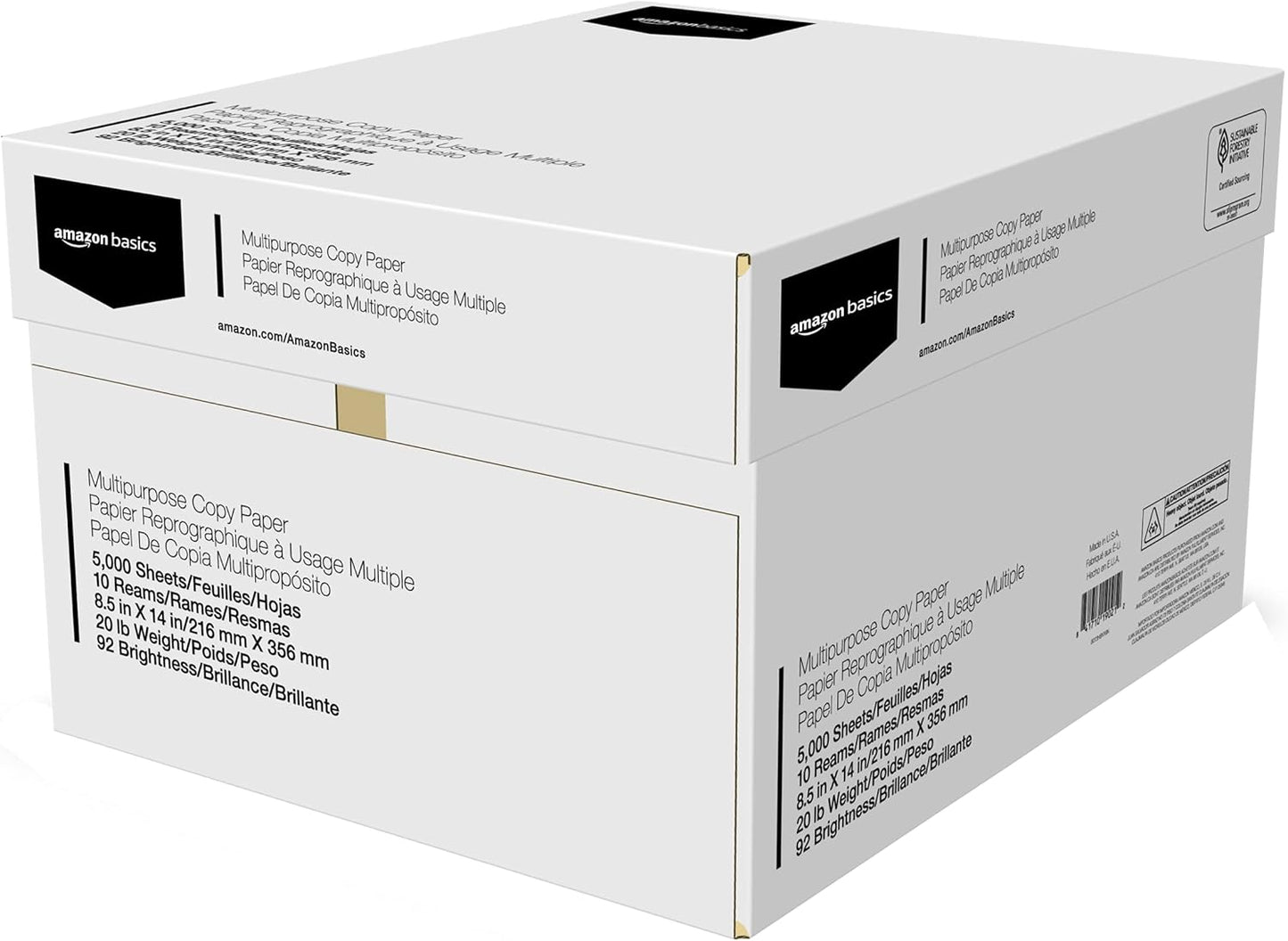 Amazon Basics Multipurpose Copy Printer Paper, 20 lb, 8.5 x 14 Inches, 10 Reams (5,000 Sheets), 92 Bright, White