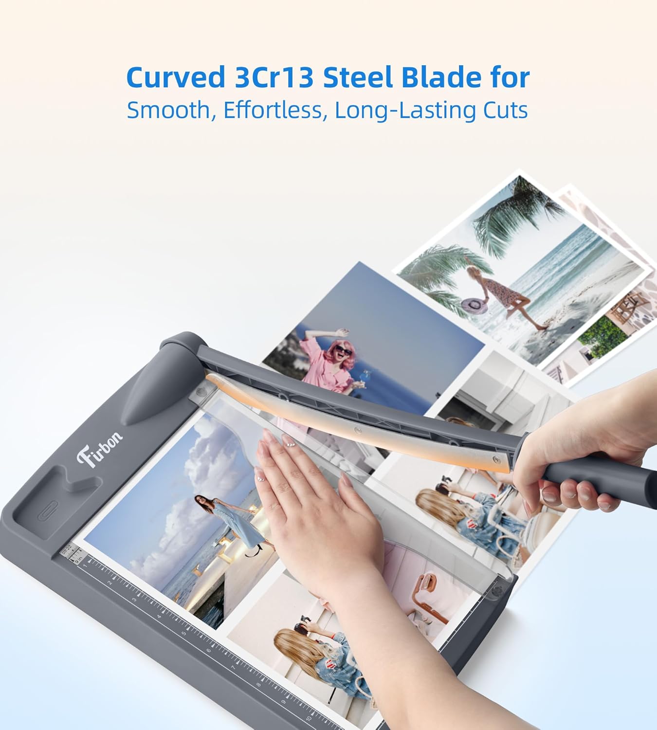 Firbon 12" Guillotine Paper Cutter, Heavy Duty 12-Sheet Capacity Trimmer for Cardstock, Photos, Scrapbooking, Office, Classroom, Studio (Gray)