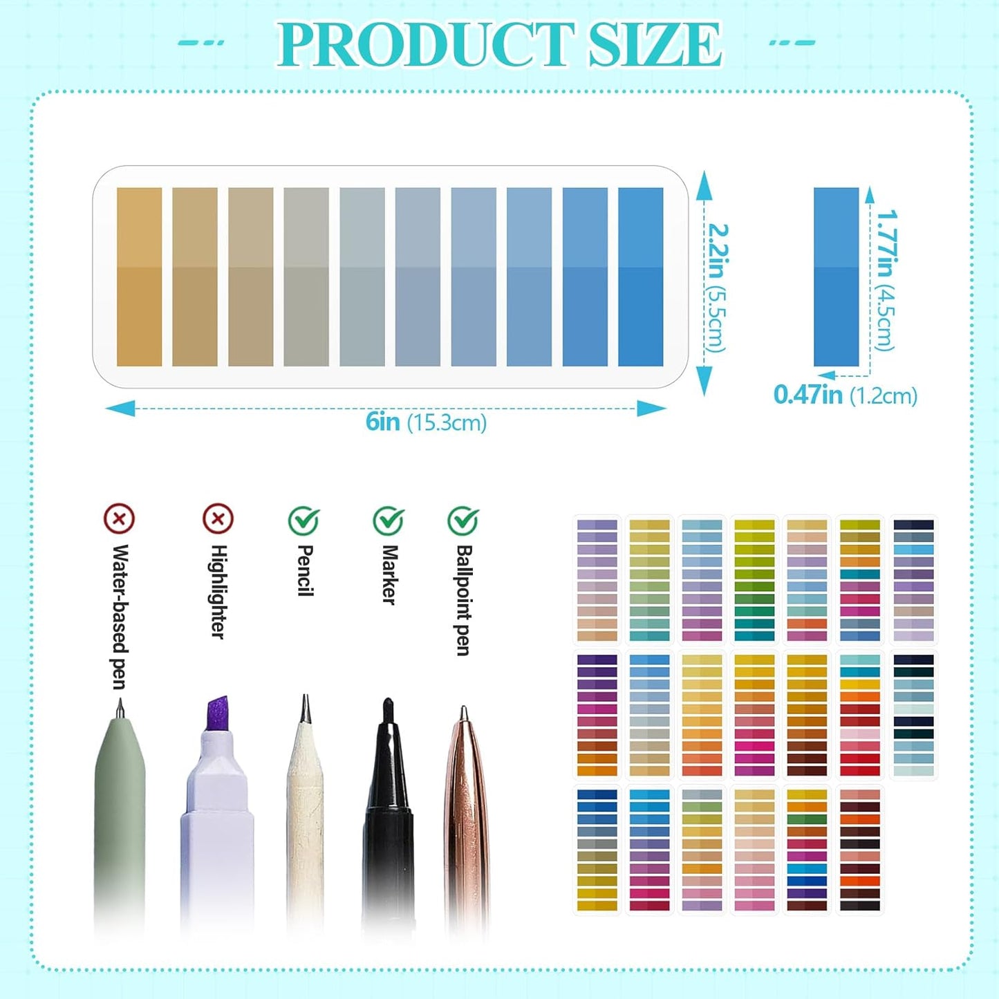 ReliThick 4000 Pcs Annotation tabs Sticky Tabs for Books Transparent Sticky Notes Multi Colored Writable Page Markers Book Flags Strip for Annotating Reading Supplies Bookish Gift (Gradient Color)