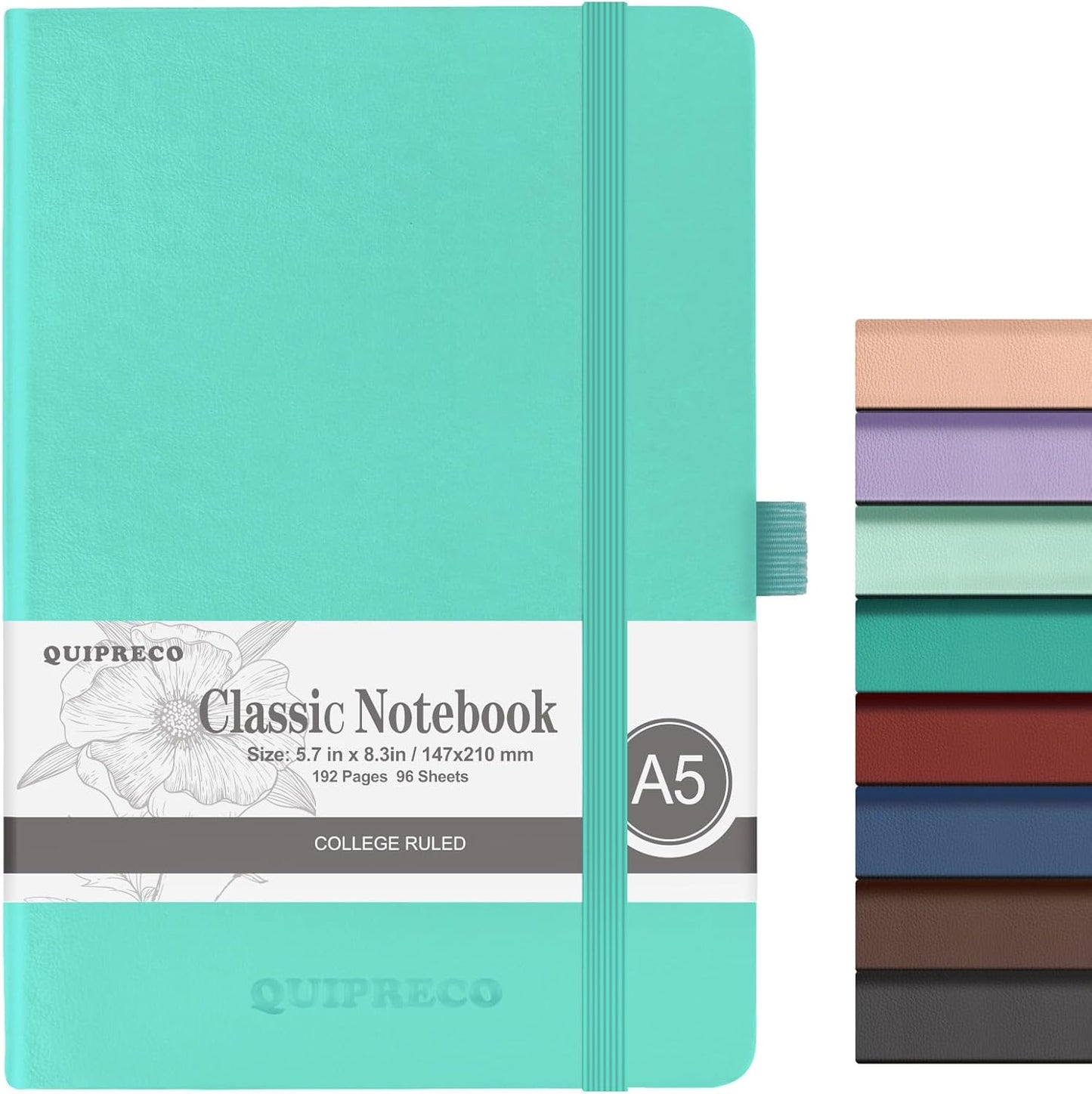 Hardcover Lined Bullet Dotted Journal Notebook, A5 140 192 Pages 100 120Gsm Paper College ruled for School,Work,Travel,and Daily Planning，5.7''*8.3'' (1, Light Green, A5 Lined)