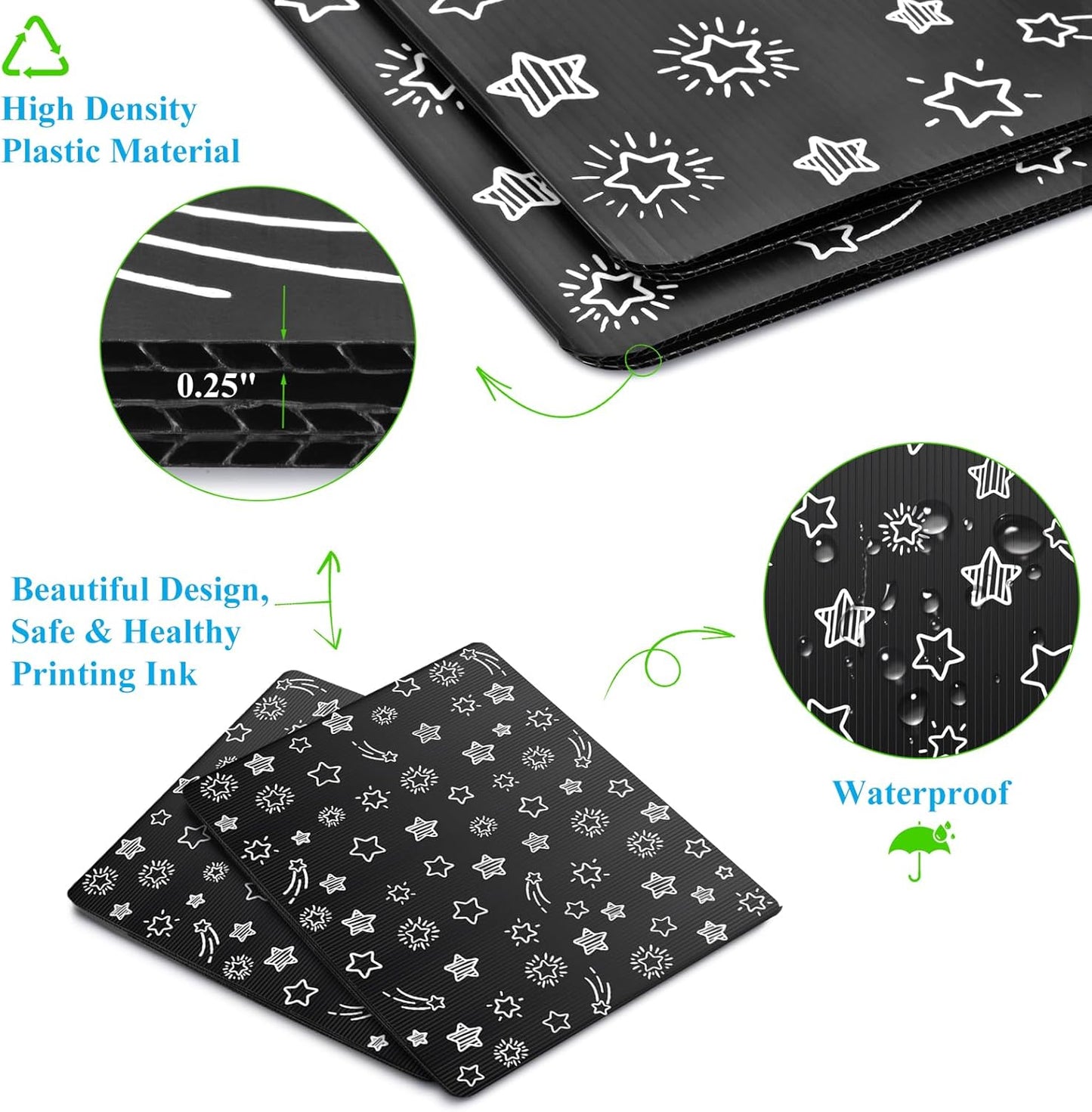 Black 2-Pack Desk Dividers for Students, Waterproof Plastic Study Carrel Divider, Durable Testing Dividers for Classroom Teacher Supplies, Easy to Clean Privacy Shield Folder Boards for Student Desk