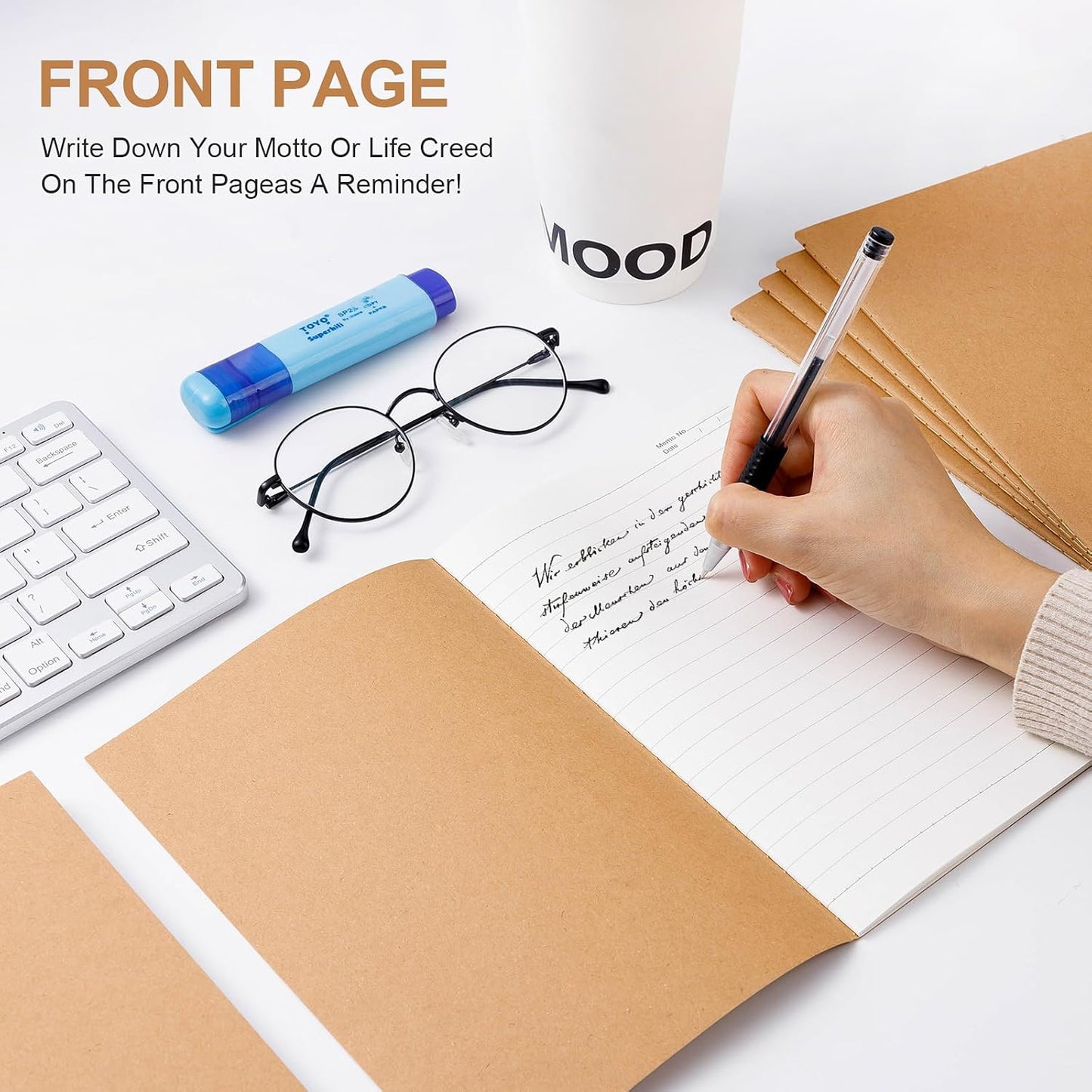 30 Pack Lined Kraft Notebooks Bulk, A5 Blank Paper Journal Notebooks for Office Work, 8.3x5.5inch Kraft Composition Notebook for School Student, 60 Pages