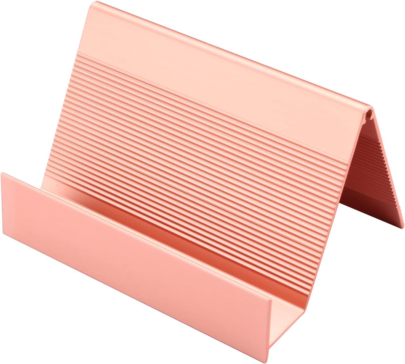 Business Card Holder 1 Pack Aluminum Business Card Display Stand, Desktop Rose Gold Business Card Holders for Exhibition, Home and Office , Fits 35-50 Business Cards