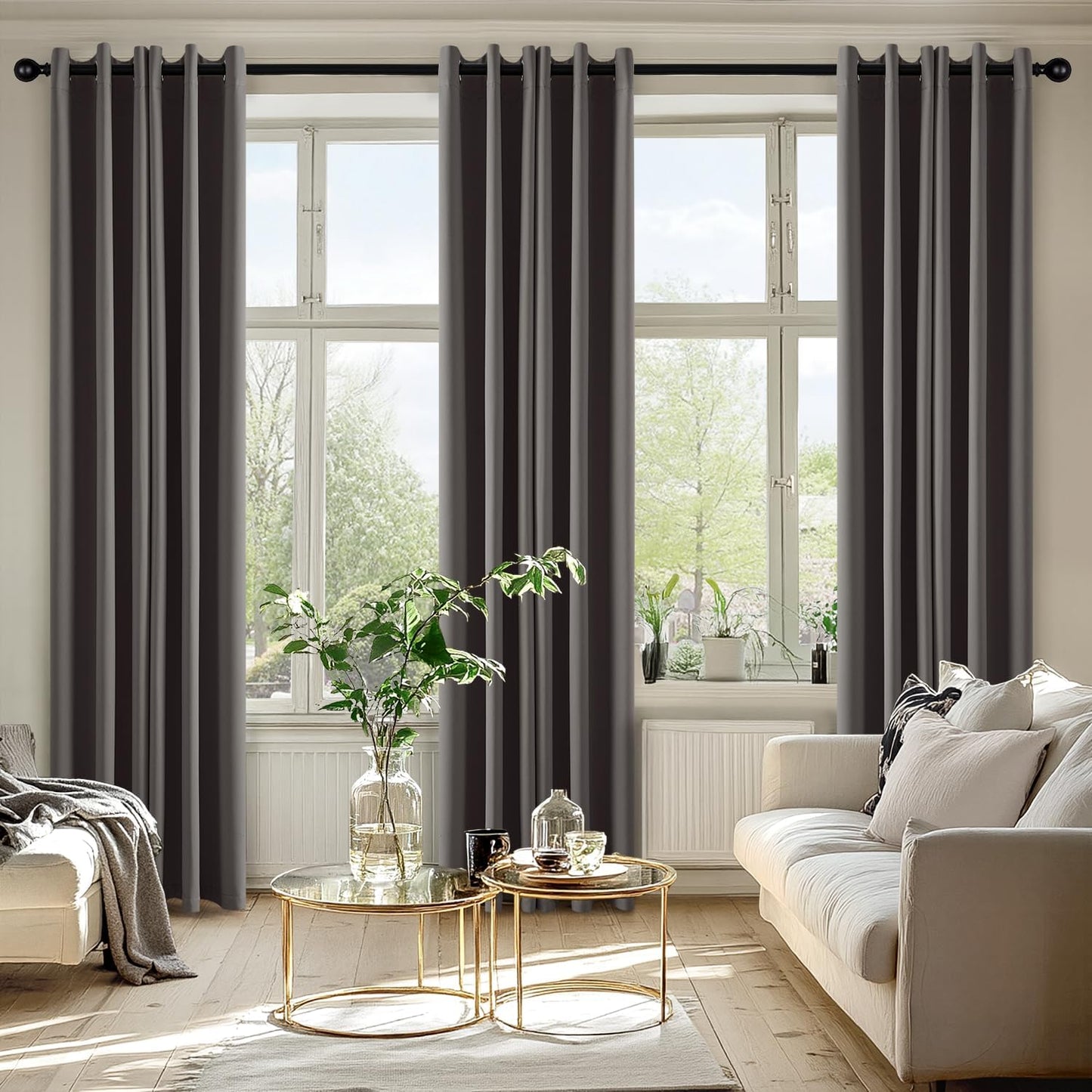 MIULEE Grey Blackout Curtains for Bedroom Living Room 72 Inches Long 2 Panels, Thermal Insulated Room Darkening Drapes Solid Grommet Top Noise Reduction Light Blocking Window Curtains W40 x L72 Inch