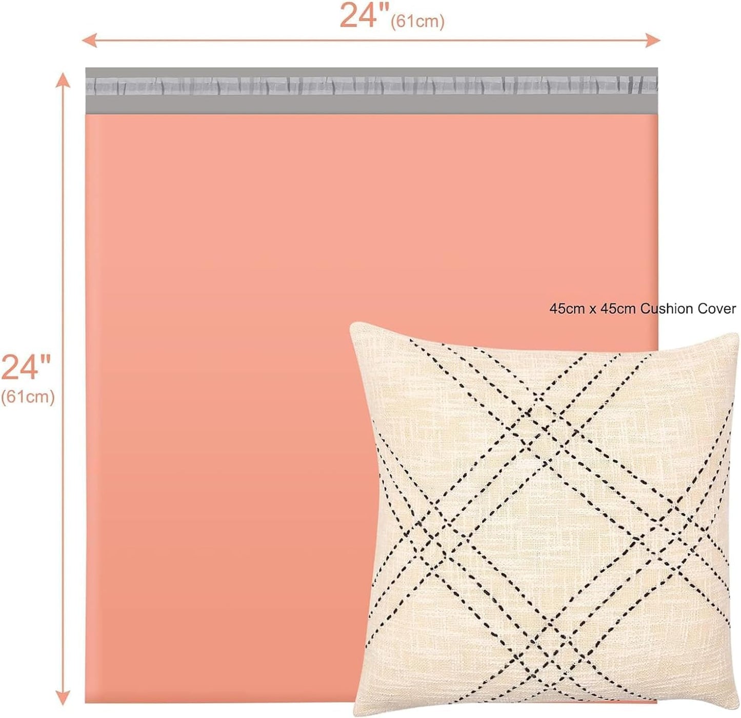 Metronic Poly Mailers 24x24 300 Pack, Self Seal Large Shipping Bags for Clothing, Waterproof Shipping Envelopes for Small Businesses, Flexible Mailers Poly Bags Plastic Bags Packages Bags Peach Pink