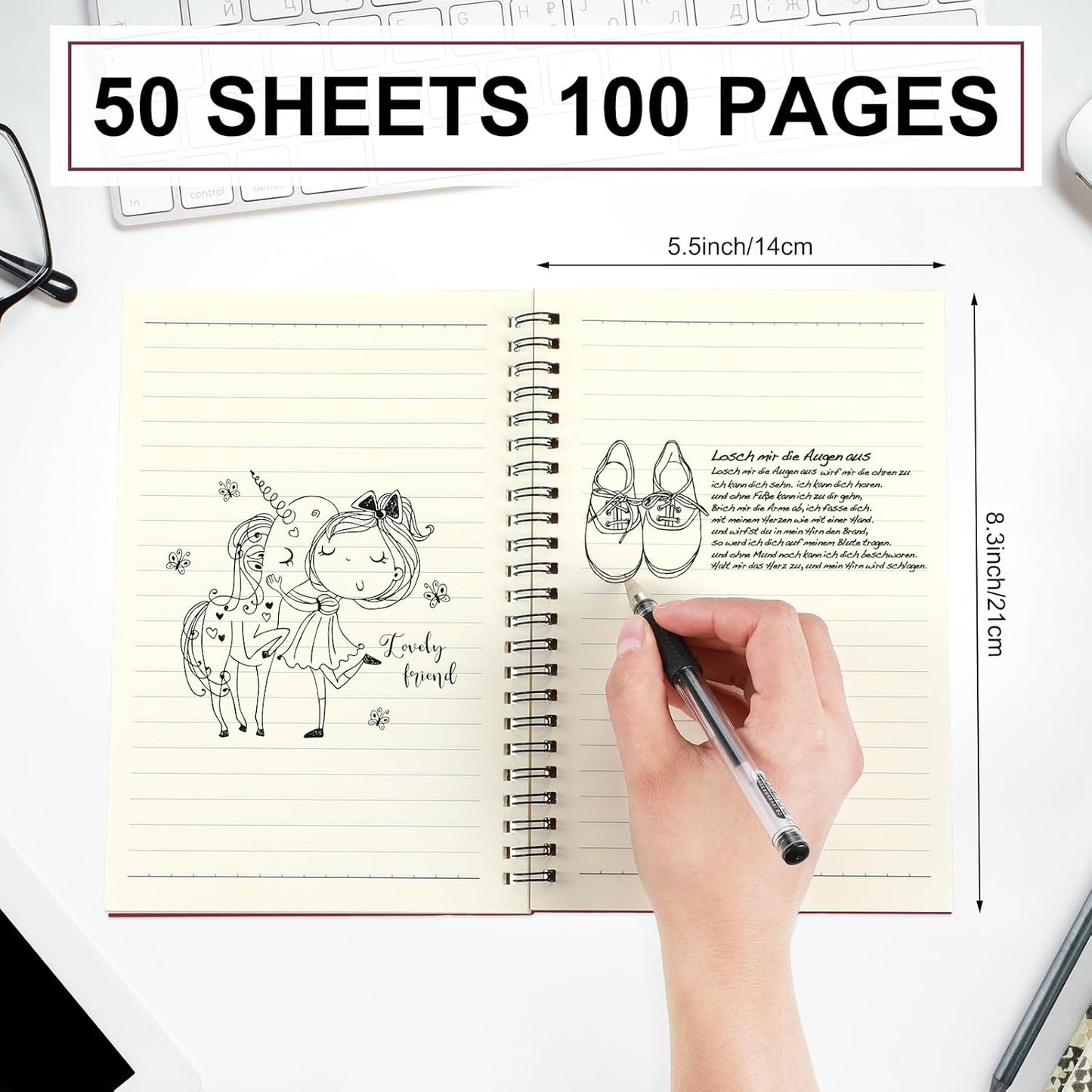 Yahenda Spiral Notebook Bulk A5 Journal Lined 8.3'' x 5.5'' Writing Composition Paper Small Notepad Subject Notebook for Students Office Business Back to School Supplies(Wine Red,18 Pcs)