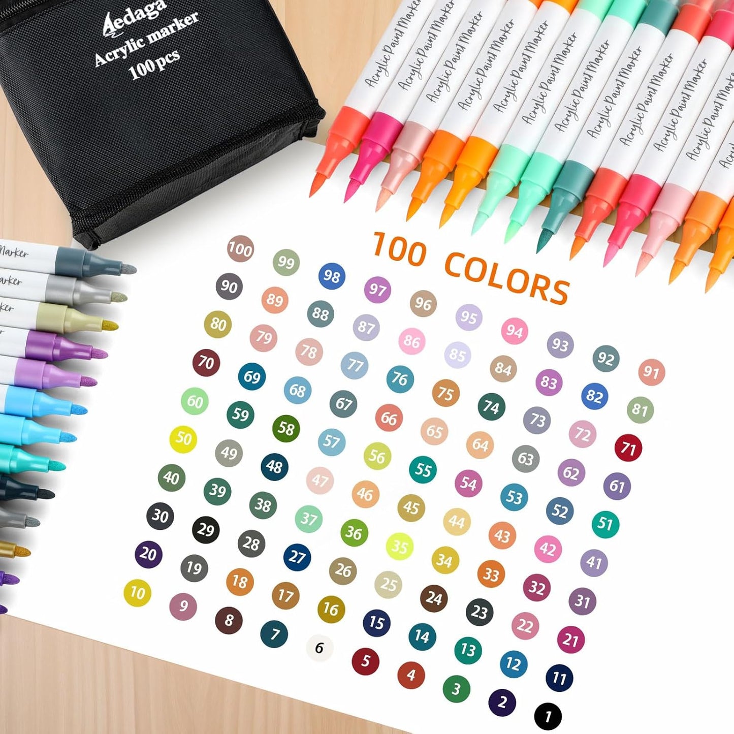 YHC 100 Colors Acrylic Paint Pens with Free App, Dual Tip Acrylic Paint Markers with Brush Tip and Fine Tip for Adults, Kids, Eggs, Wood, Rock, Canvas, Plastic, Stone, Glass, Ceramic