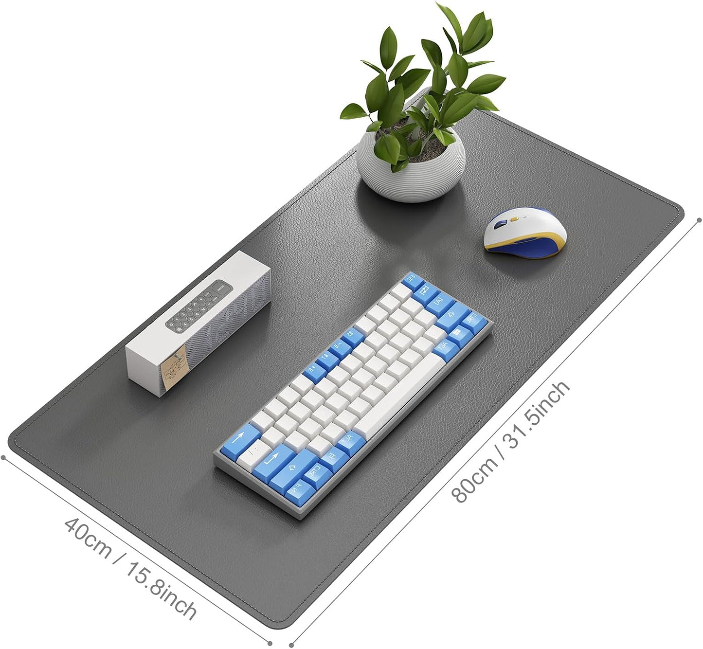 DAWNTREES Desk Mat Protector,PU Leather Desk Pad,Non Slip, Large Mouse Pad and Keyboard Mat, Waterproof Writing Pad for Office and Home (Dark Gray)