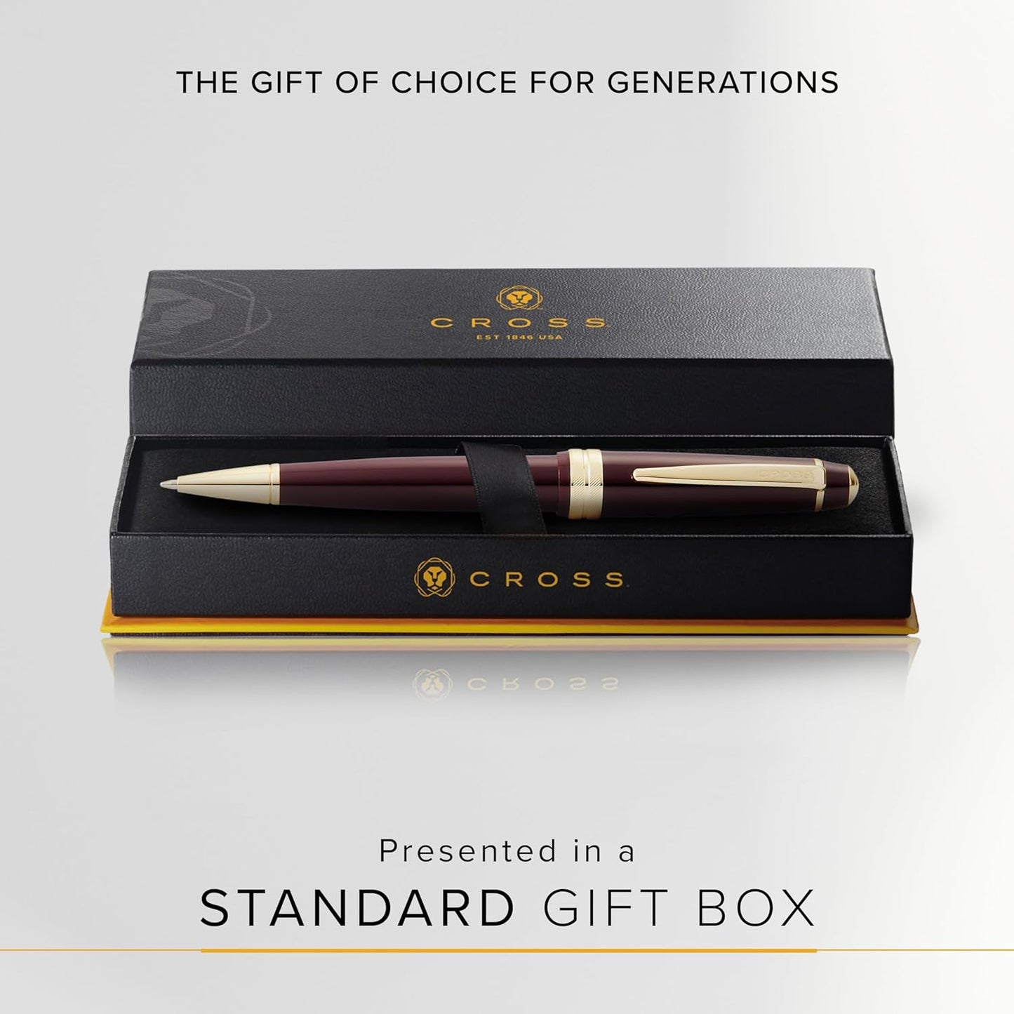 Cross Bailey Light Refillable Ballpoint Pen Presented in a Everyday Gift Box - Medium Point, Black Ink, Polished Burgundy