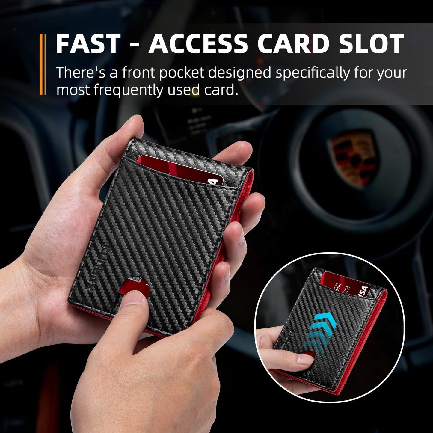 RUNBOX Money Clip Slim Wallets for Men RFID Blocking 11 Card Holder Minimalist Small Leather Bifold Men's Front Pocket Wallet Gift Box