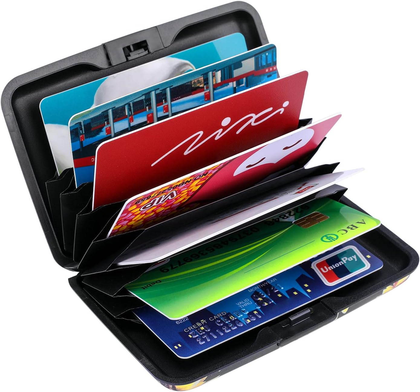 ELFISH Mini RFID Aluminum Wallet Credit Cards Holder Business Card Case Metal ID Case for Men Women (Yellow sunflower)