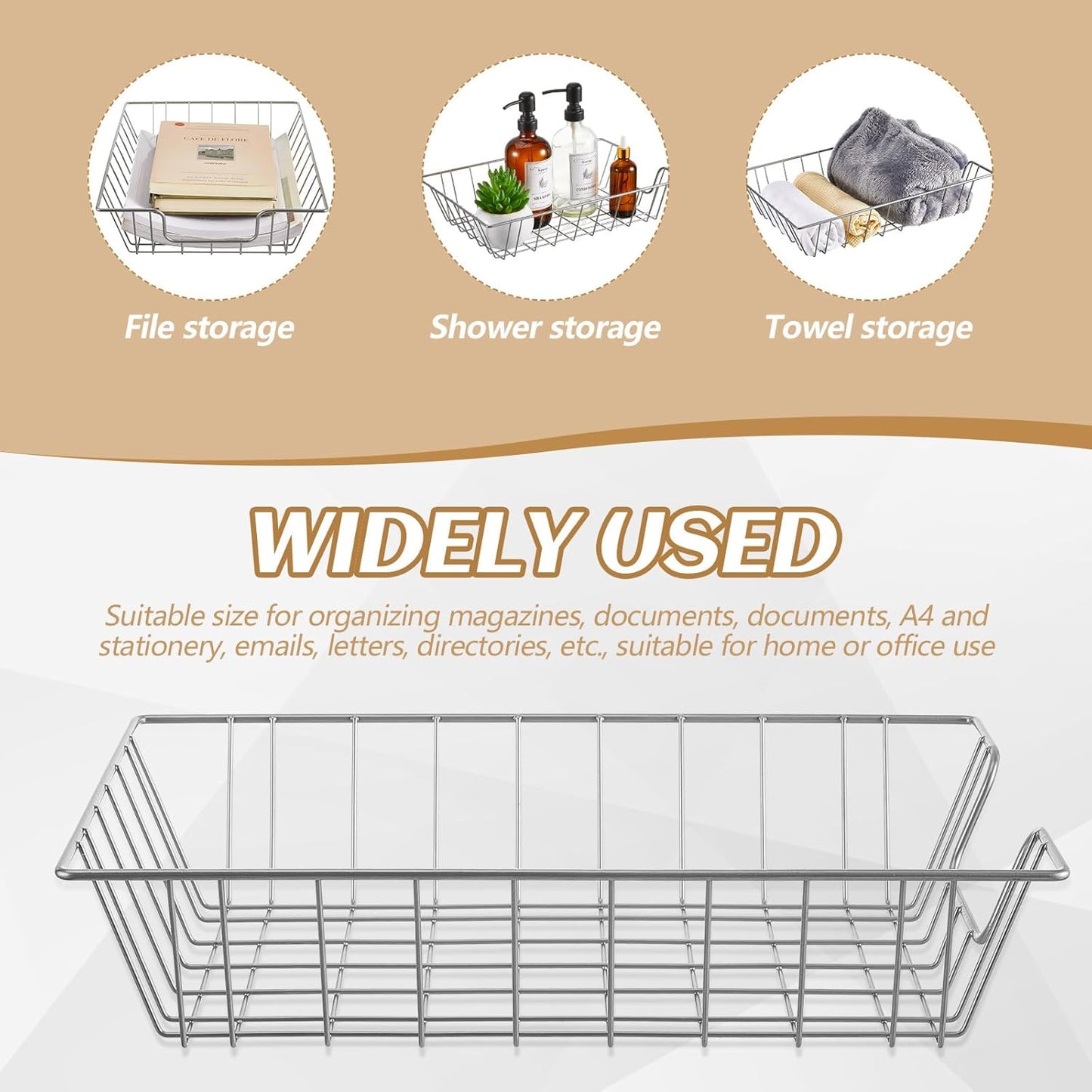 Yeaqee 6 Pcs Letter Tray Wire Paper Trays Stackable File Desk Organizer Metal File Paper Holder Basket for Desk Desktop Letter Storage for Office Home Classroom School(14'' x 10'' x 3'',Silver)