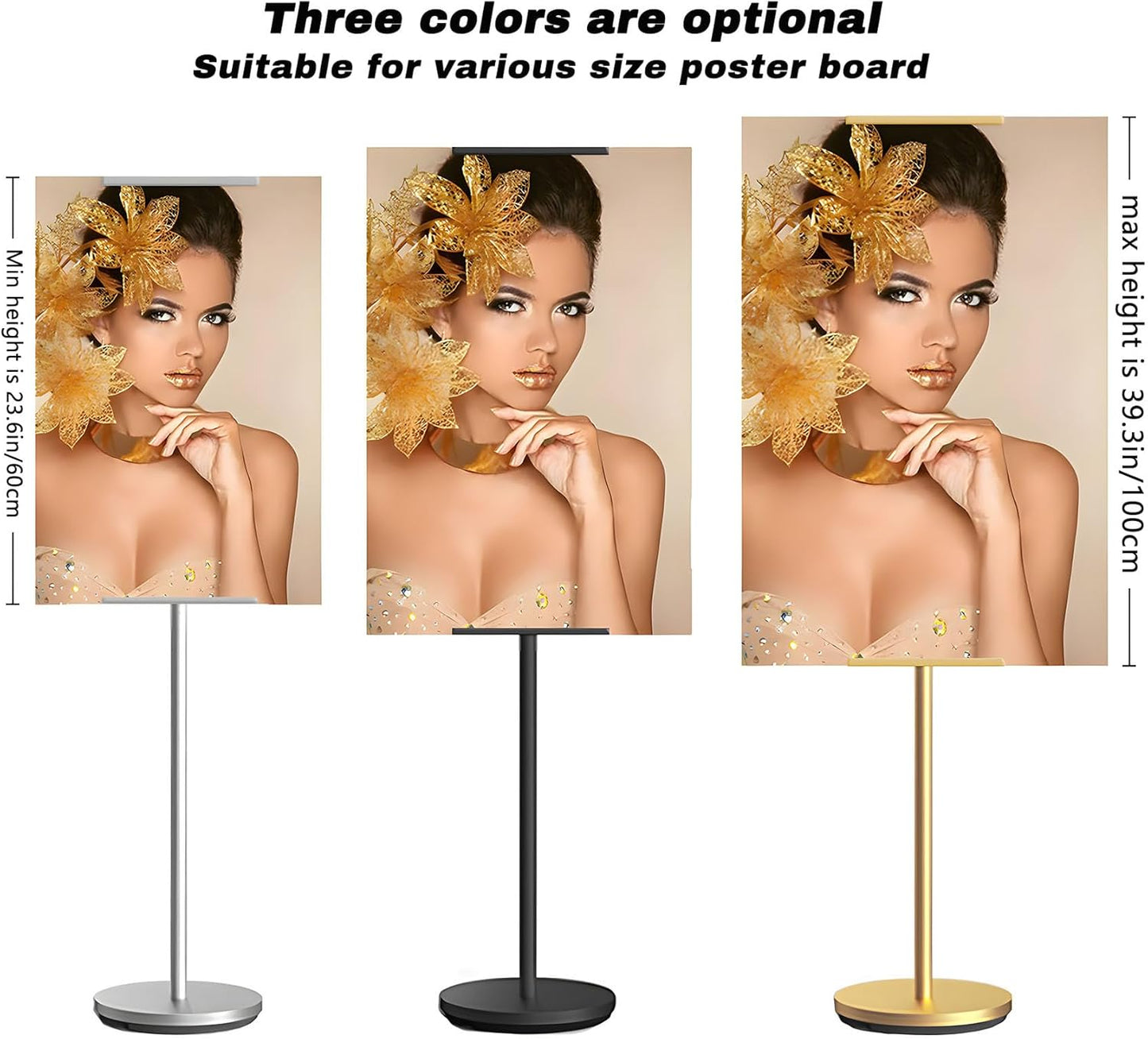 Heavy Duty Multi-angle Adjustable Metal Painting Easel Stand,Sign Holder Stand,Poster Stand with Round Base- Outdoor Floor Standing Indoor Display Holder(Silver)