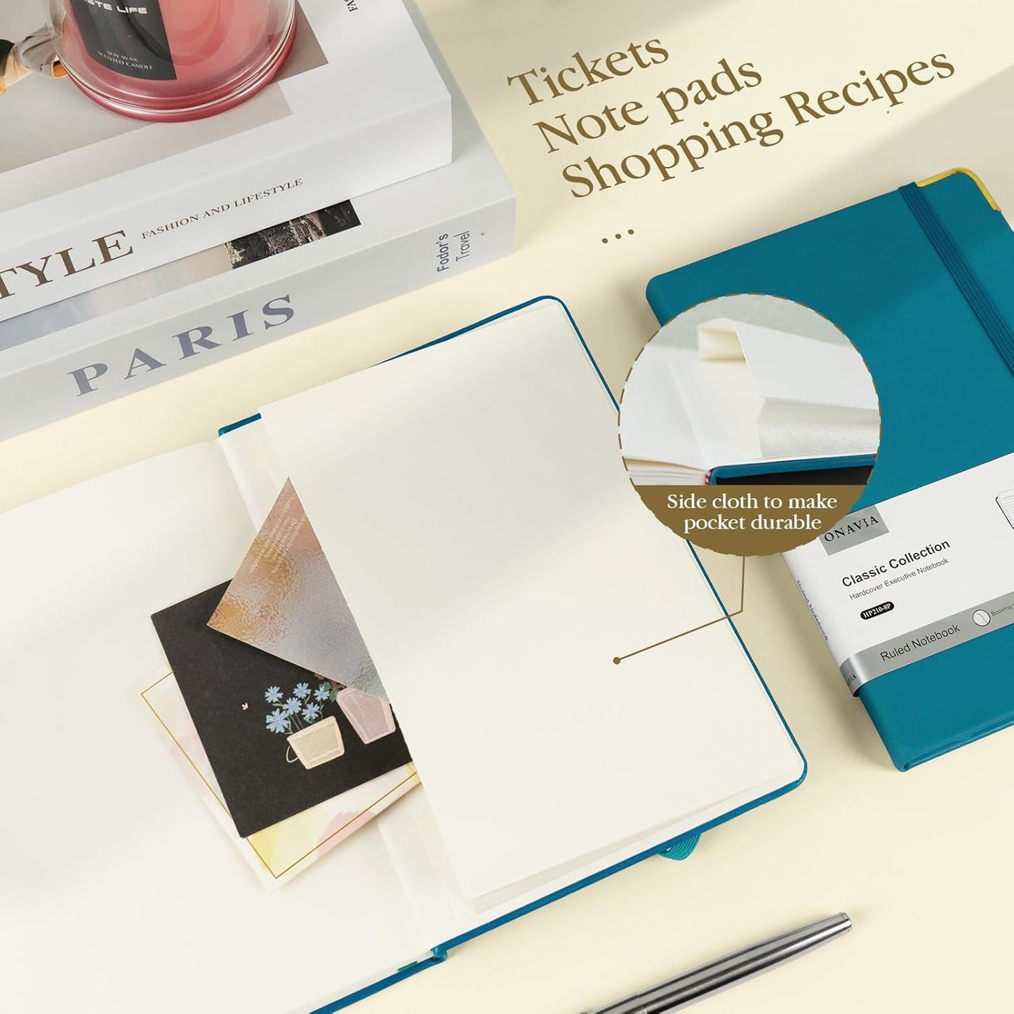 A5 Lined Journal Notebook - 100 GSM Thick Paper, 4 Pack Hardcover Journaling Notebooks for Writing, Work, Travel, School, College Ruled Journals for Women Men, PU Leather Note Books, 5.5”x8.3”