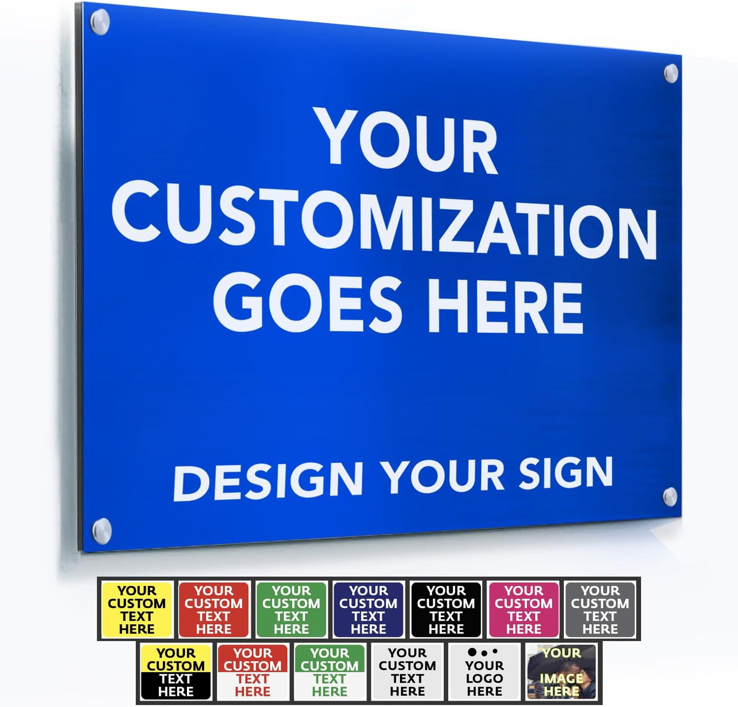 Custom Outdoor Metal Sign - Personalized Aluminum Safety and Business Sign, Waterproof (Blue Background, 7x7 In, White Aluminum)