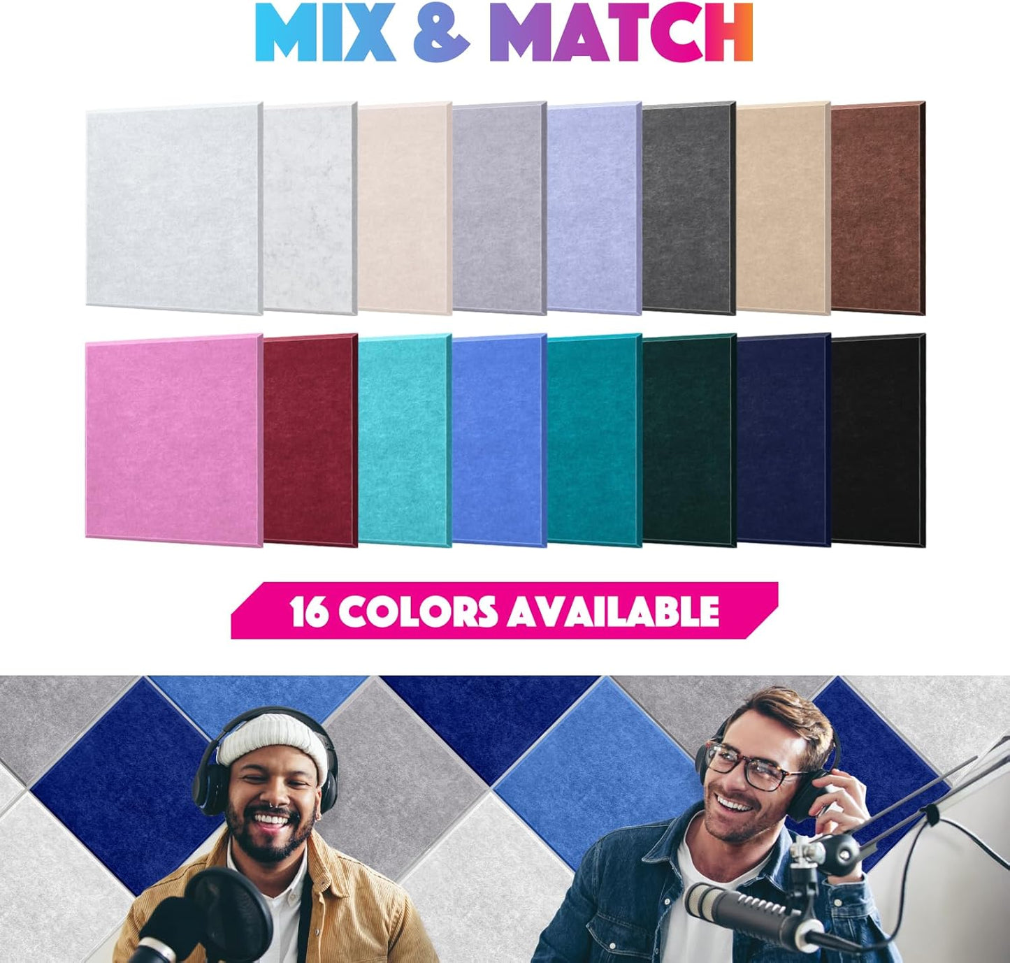 18 Pack Acoustic Panels Self Adhesive Sound absorbing Wall Panels, High Density Dampening Panel, 12X12X0.4 Inch Square Wall Panels in Home,Office,Reccording Room,Studio (Silver Gray)