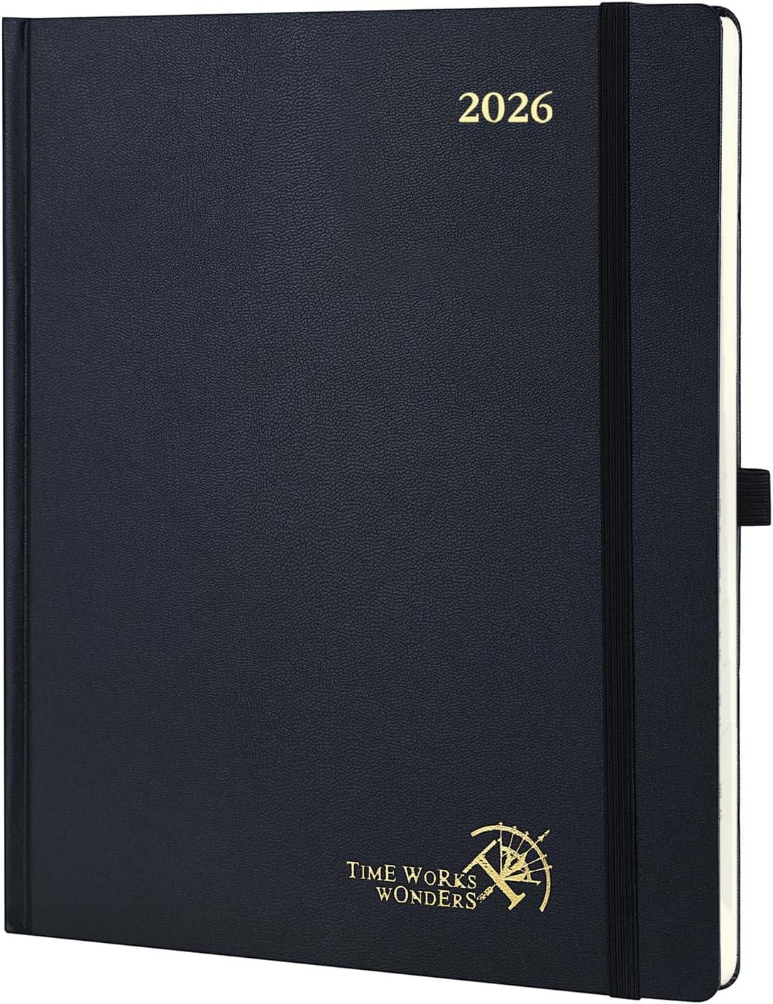 POPRUN 2026 Planner (Large Size 8.5''x 10.5'' Hardcover) - Daily Weekly and Monthly Calendar Agenda 2026 Appointment Book with Hourly Time Slots, Monthly Tabs, 100 GSM - Black