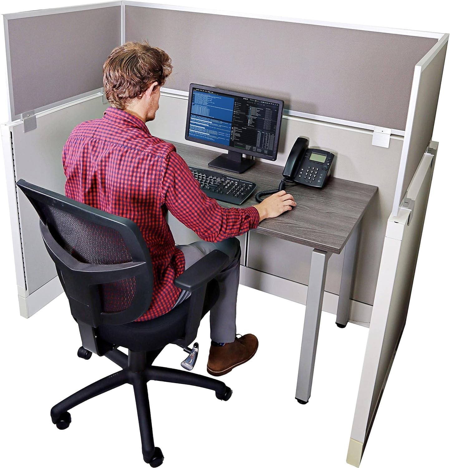 OBEX Acoustical Cubicle Privacy Screen Extender Desk Panel & Office Divider, Add Separation & Block Noise, 24" x 36", Overcast