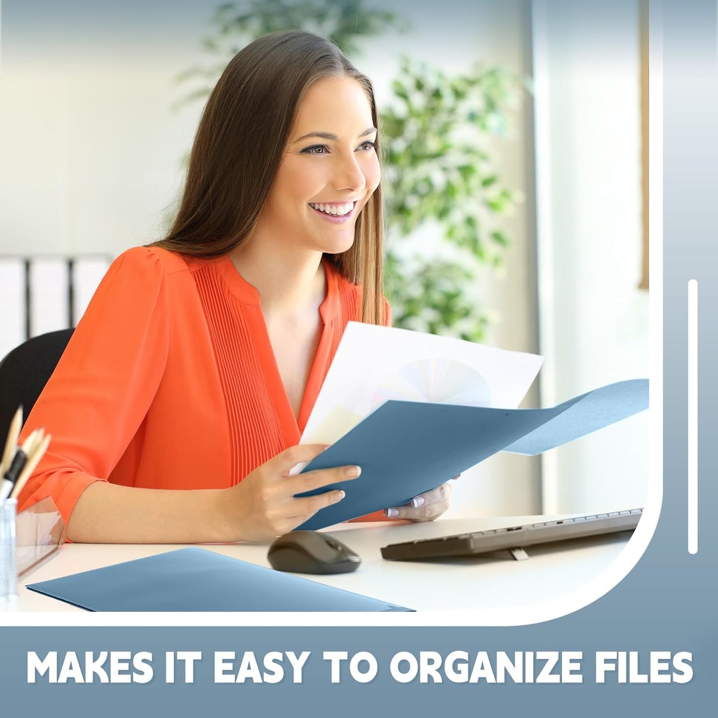 Gueevin 24 Pcs Plastic Folders with Pockets, Back to School Two Pocket Folder Fit Letter Size, Heavy Duty School Business Card Holder for Home Office, 11. 61 x 9. 45 Inches (Blue Gray)