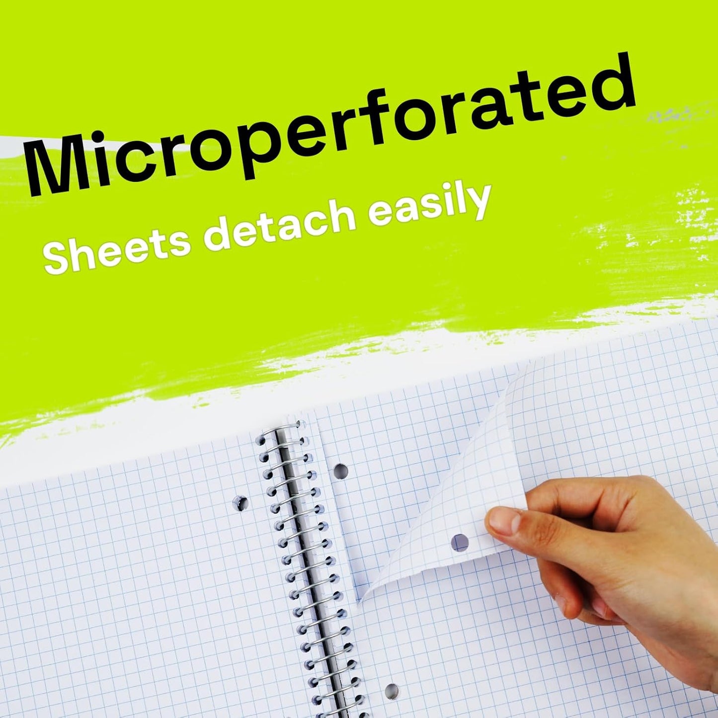 Spiral Notebook for School 6 Pack, 1 Subject, 4x4 Graph Ruled Paper, 100 Sheets, 9" x 11", 1 Divider with Pocket, 3 Hole Punched, Plastic Cover, 1/4" Grid Note Book Bulk, Assorted Colors