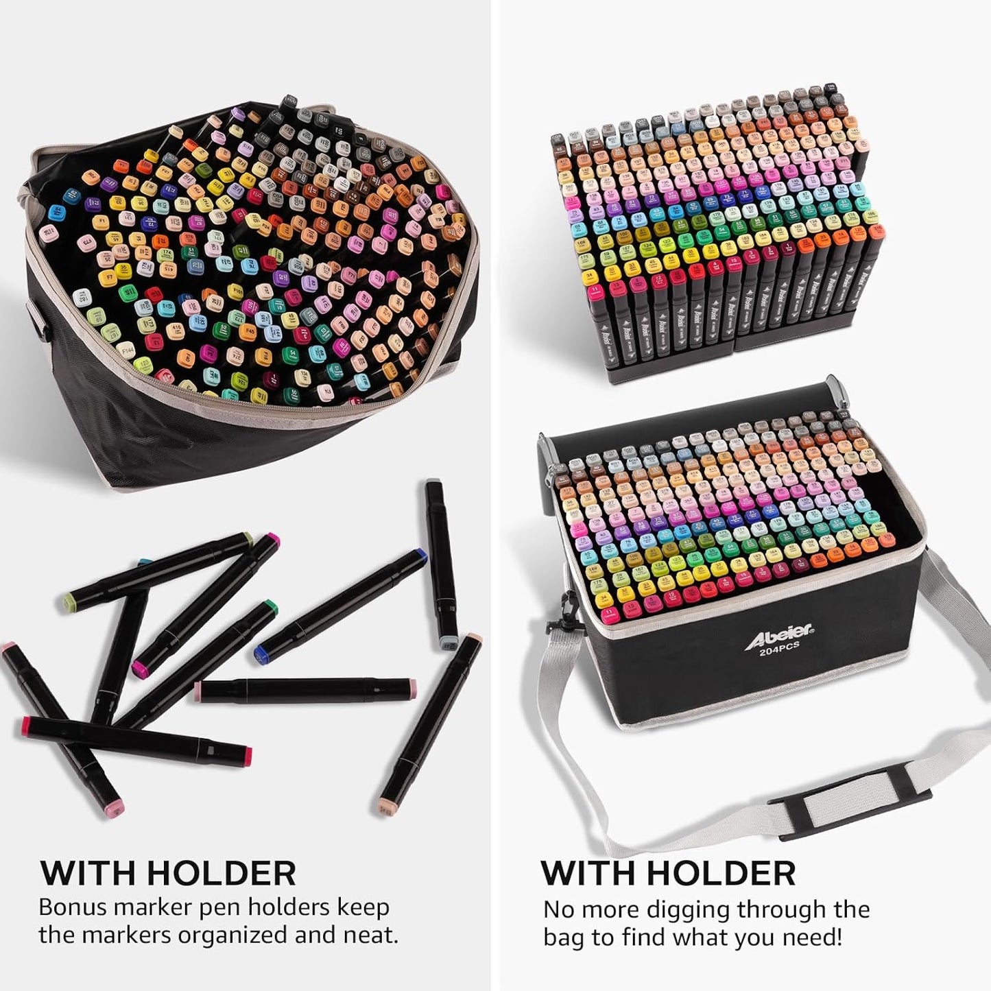 204 Alcohol Markers Set, Dual Tips Blender Art Markers for Drawing, Permanent Sketch Marker for Kids adult coloring, Alcohol Based, Adults Coloring and Artist Illustration.