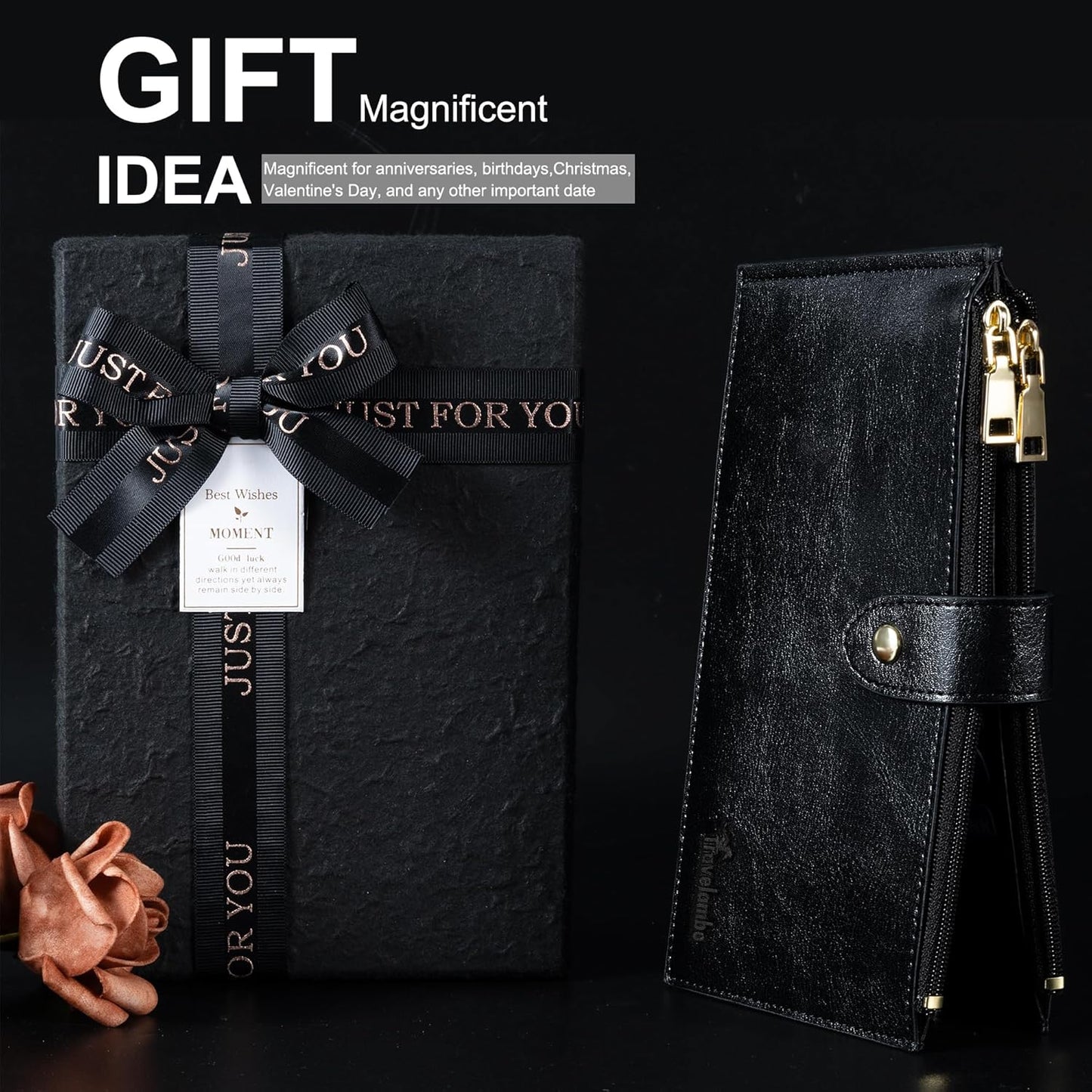 Travelambo RFID Wallet Women Large Size Bifold Multi Card Wallet Case with Zipper Pocke Credit Card Holder for Women