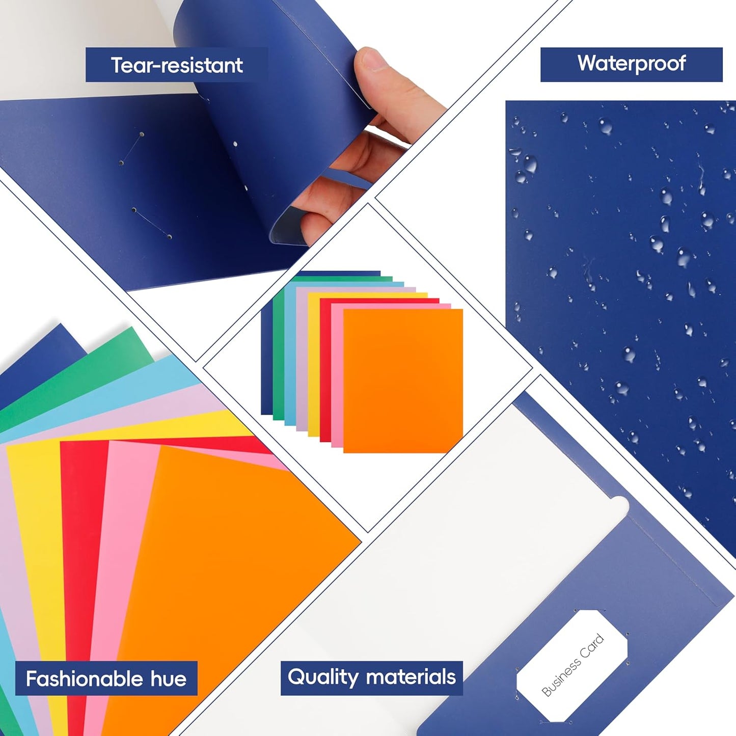 50 Pack Folders with Pockets, Pocket Folders Fit Letter Size Paper, with Business Card Slot, 2-Pocket Folder for School Office Home Business