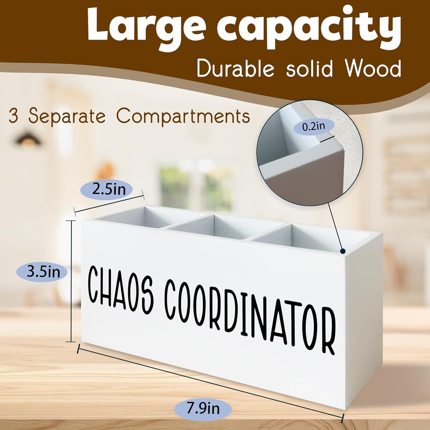 Chaos Coordinator Gifts Pen Holder for Desk, Thank You Appreciation Gift for Coworkers Boss Leader Manager Wooden Pen Pencil Holder Organizer for Office Desk Accessories