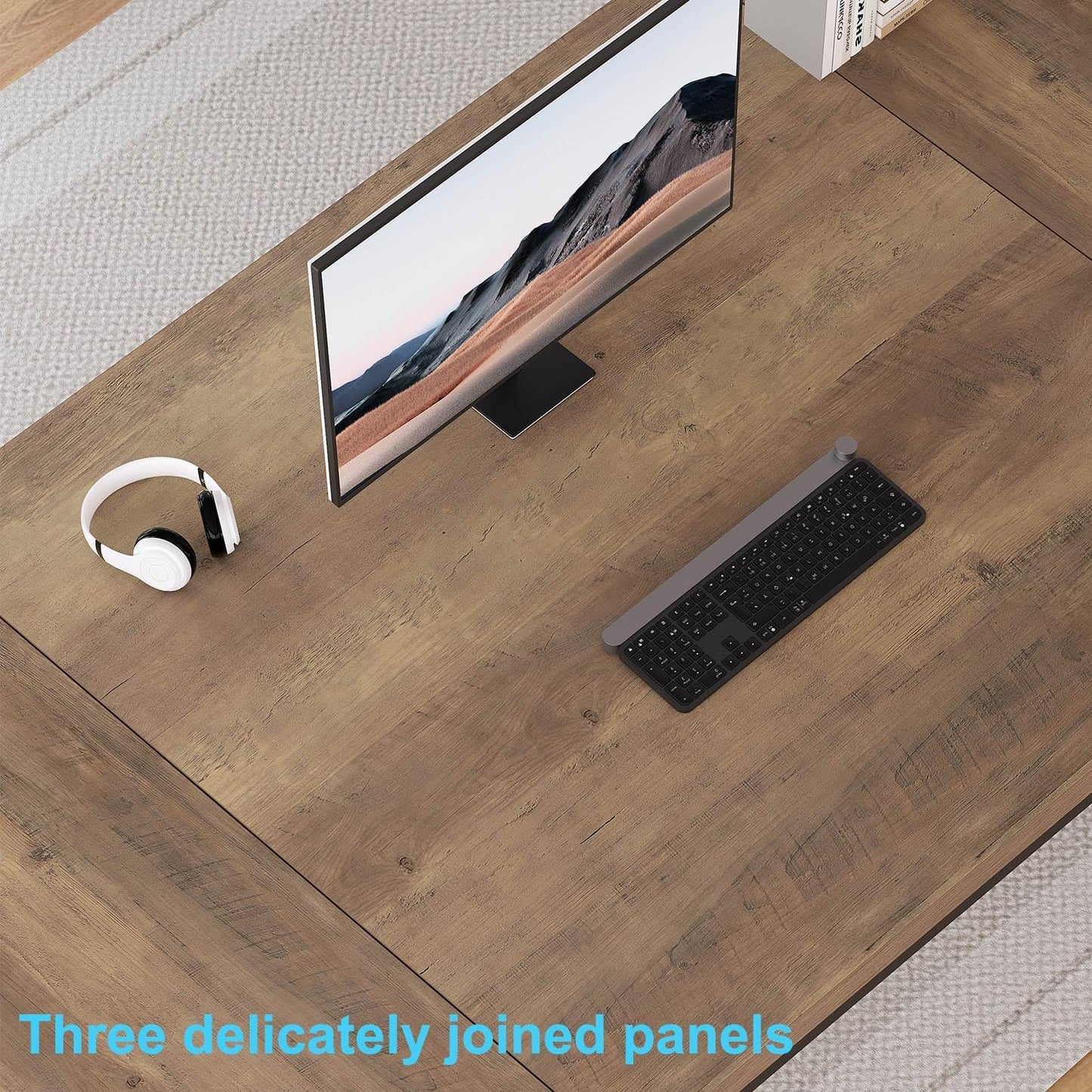 HSH Extra Large Home Office Desk, Rustic Wood and Metal Computer Desk for 2 People, 78 Inch Long Executive Writing Study Gaming Double Desk Workstation, Bedroom Living Room PC Table for 2 Monitors